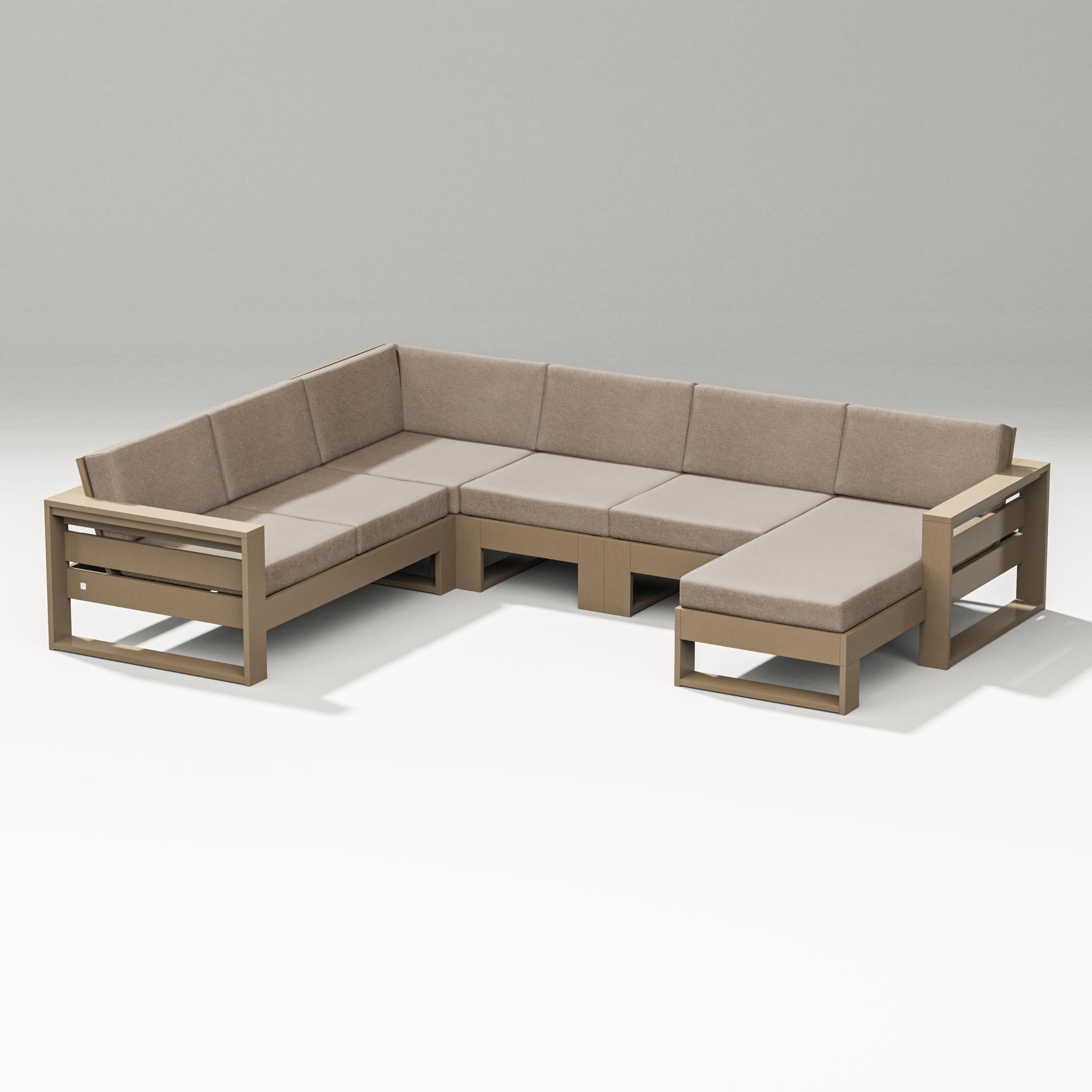 Latitude Corner Sectional with Right Chaise in Vintage Sahara / Spiced Burlap
