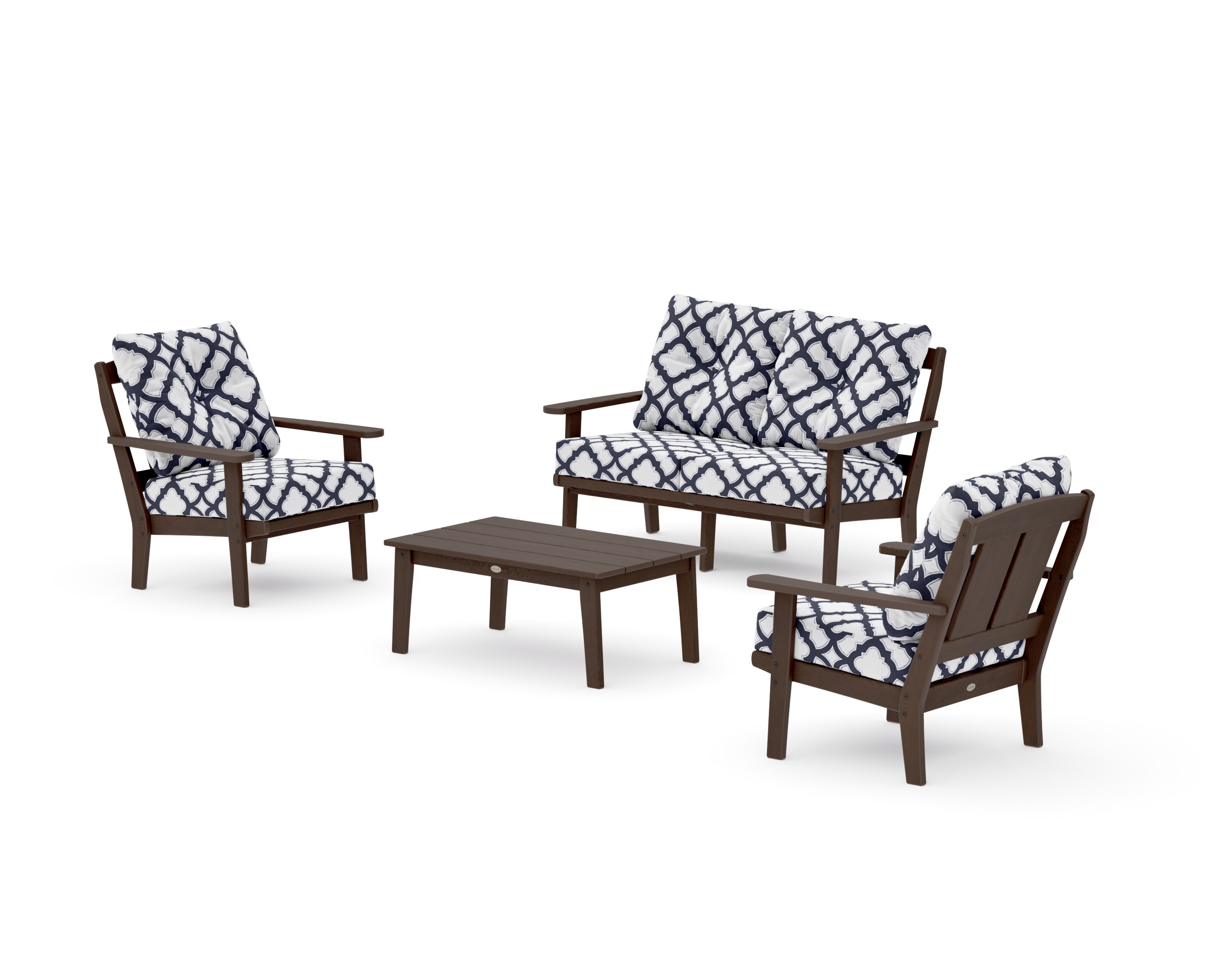 Mission 4-Piece Deep Seating Set with Loveseat in Kona / Trellis Navy