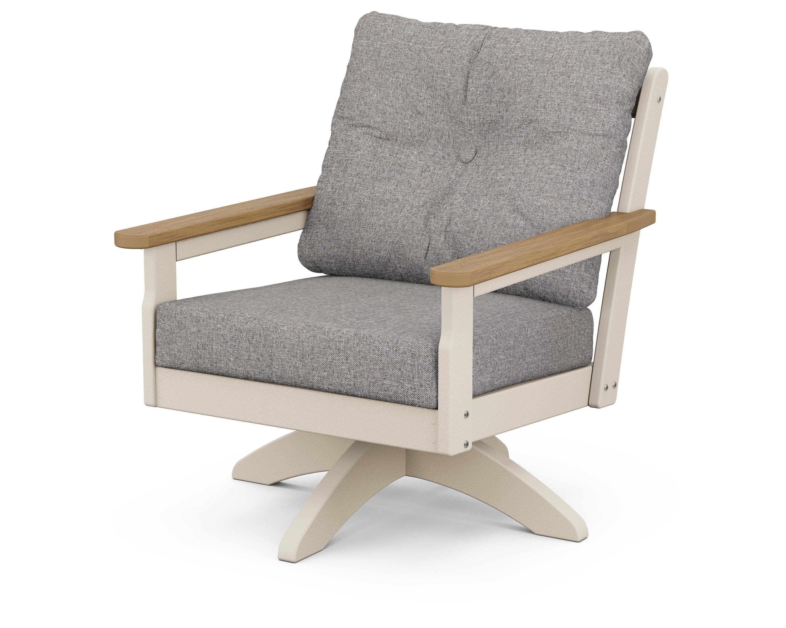 Vineyard Deep Seating Swivel Chair in Sand / Natural / Grey Mist