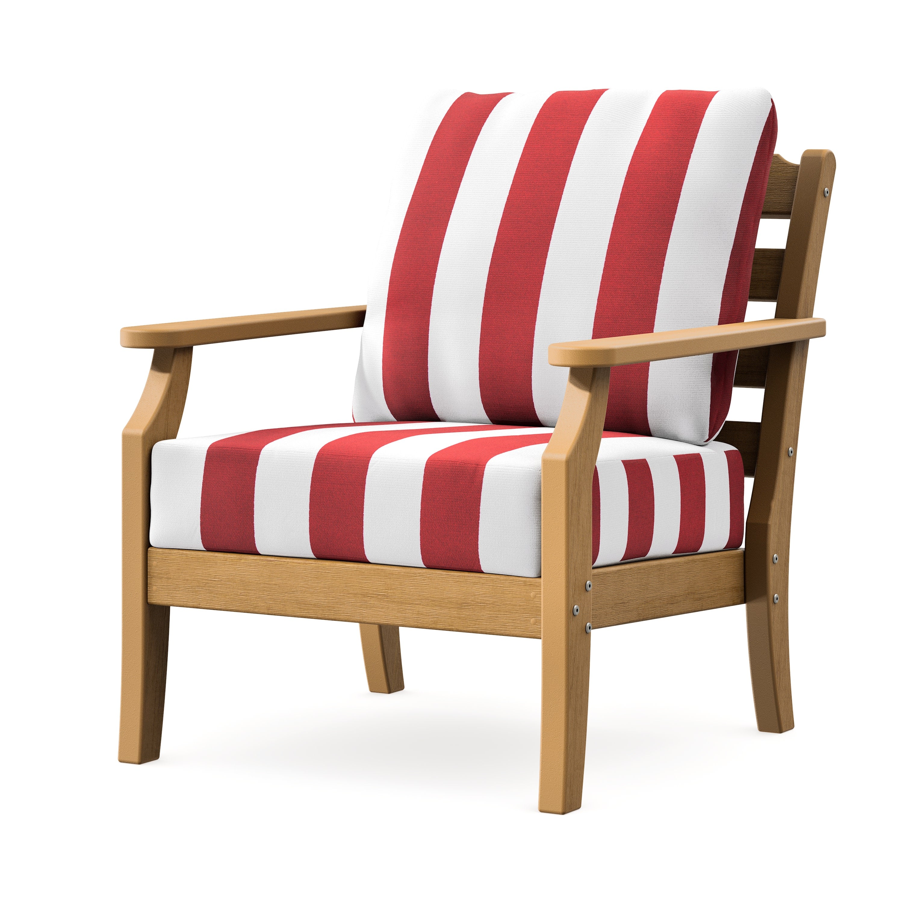 Savannah Deep Seating Chair in Natural / Cabana Stripe Crimson