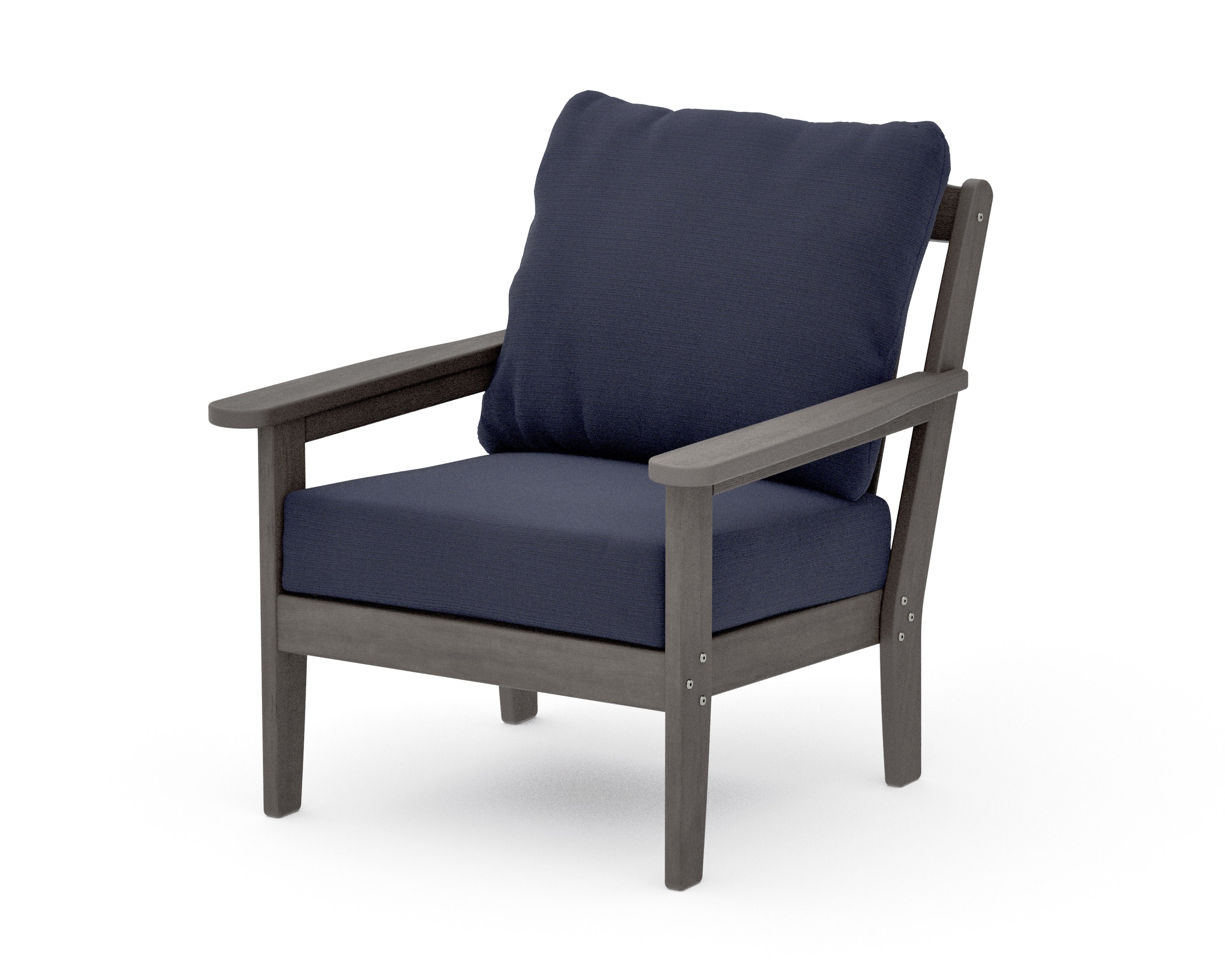 Cottage Deep Seating Chair in Driftwood / Navy Linen