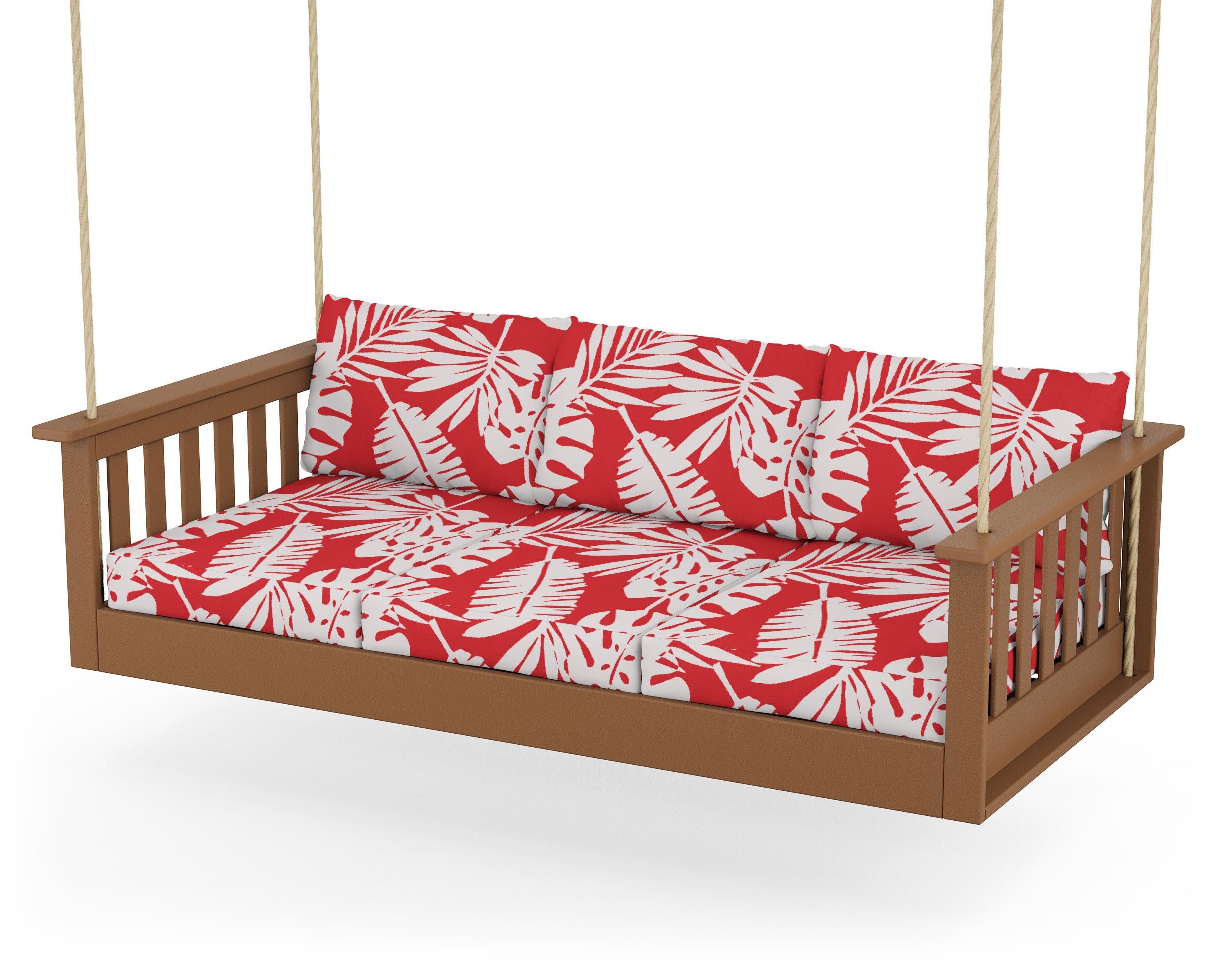 Vineyard Daybed Swing in Teak / Leaf Crimson