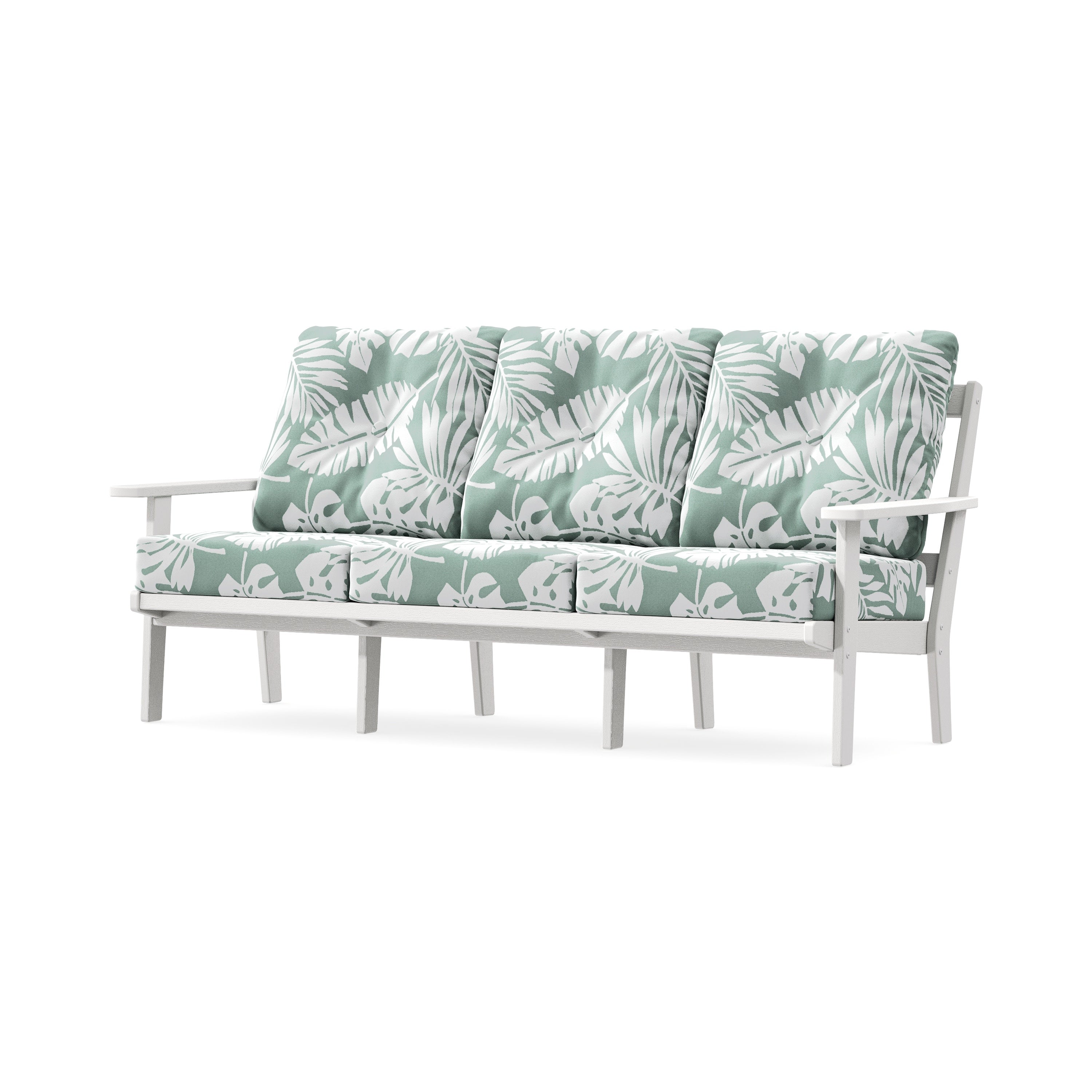 PrairieDeep Seating Sofa in Vintage White / Leaf Glacier Spa