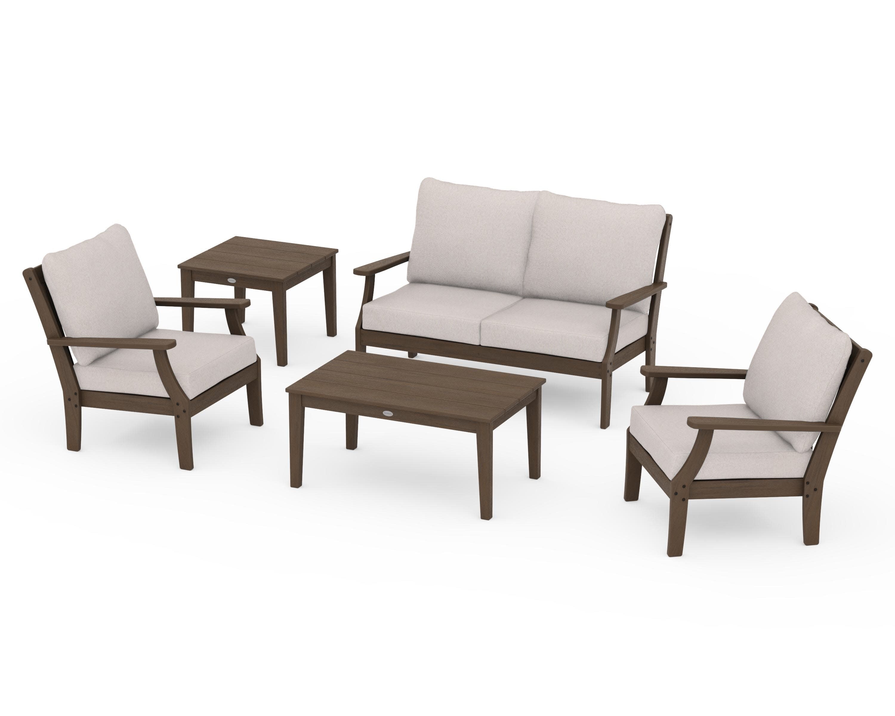 Braxton 5-Piece Deep Seating Set in Kona / Dune Burlap