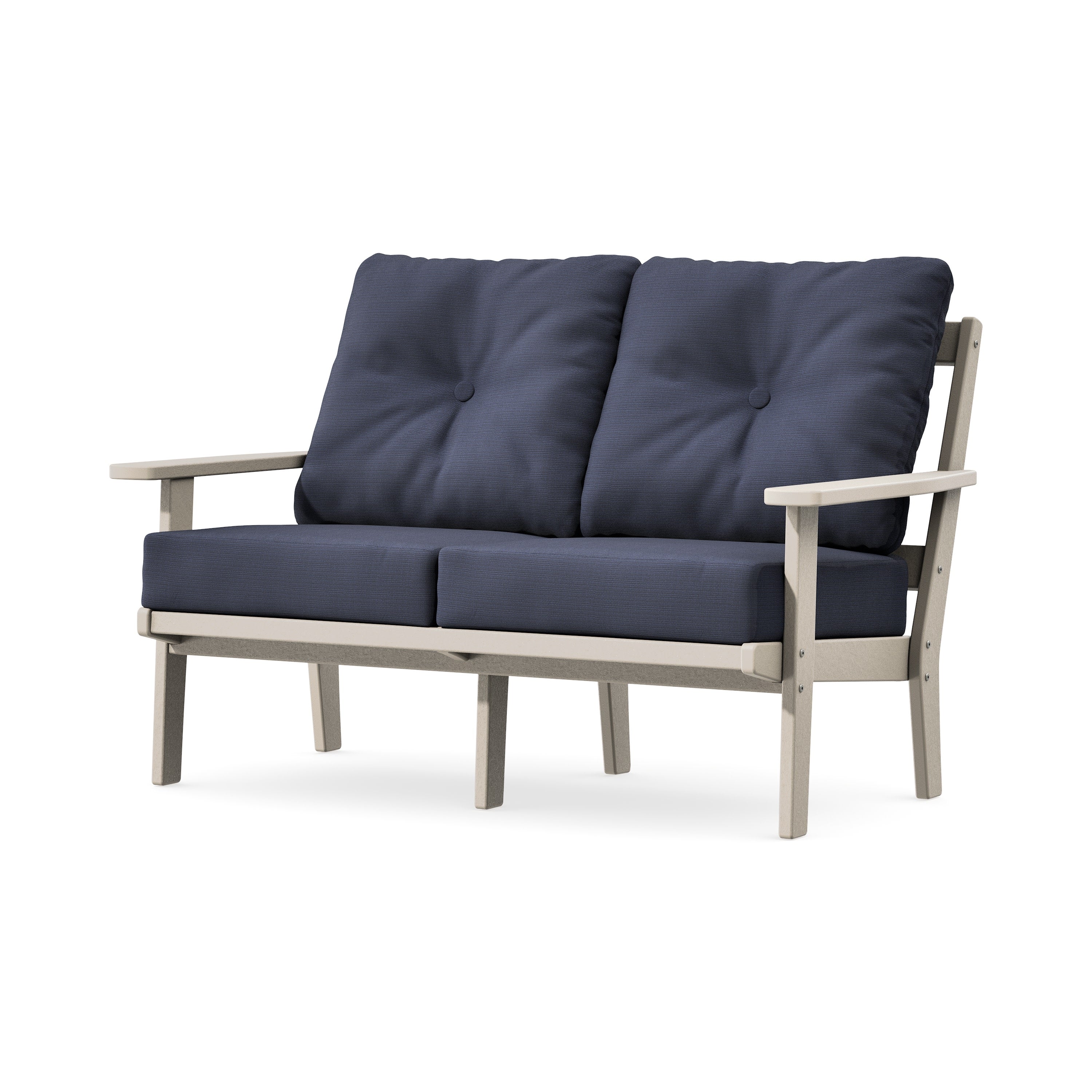 Oxford Deep SeatingLoveseat in Sand / Navy Linen