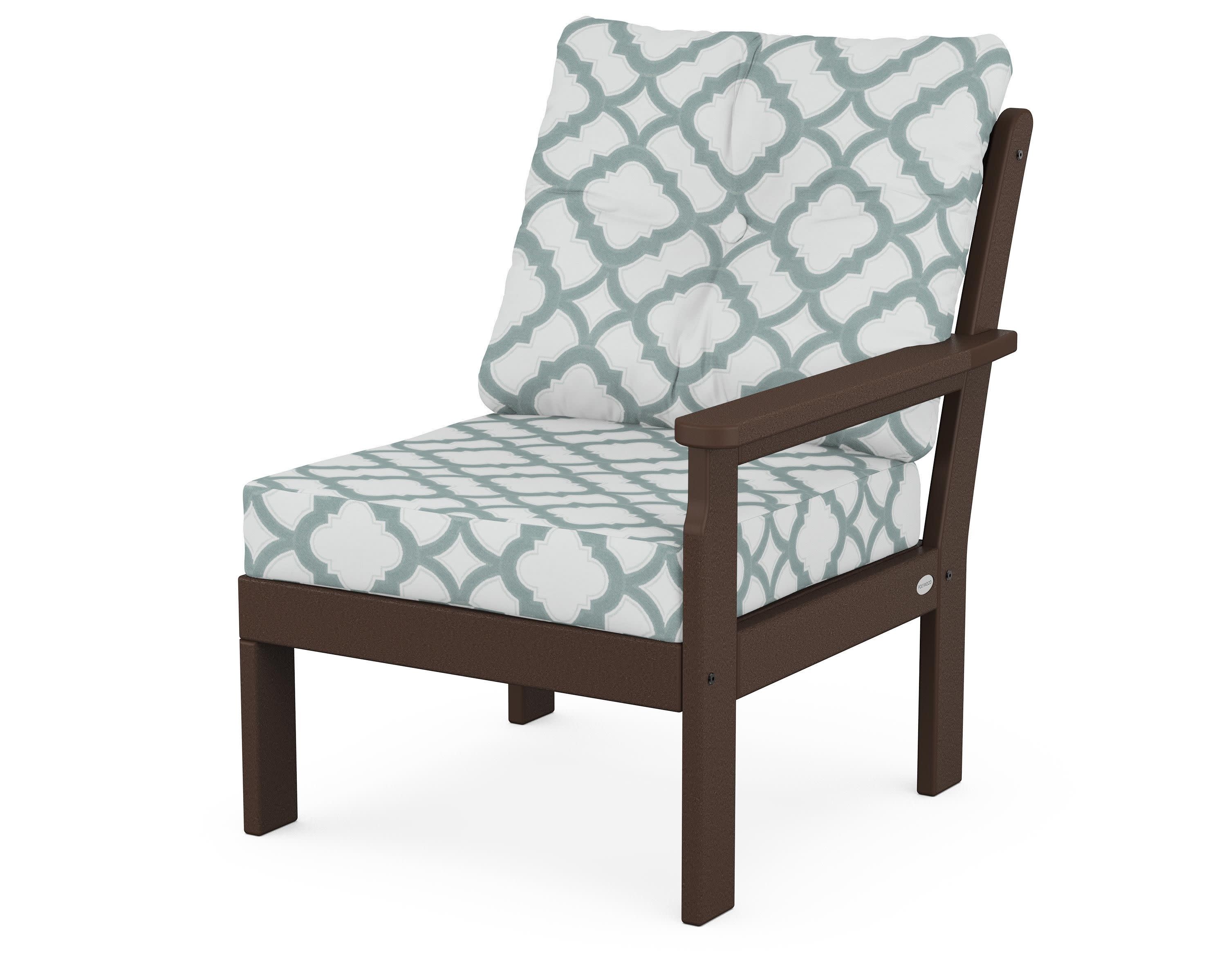 Vineyard Modular Right Arm Chair in Mahogany / Trellis Glacier Spa