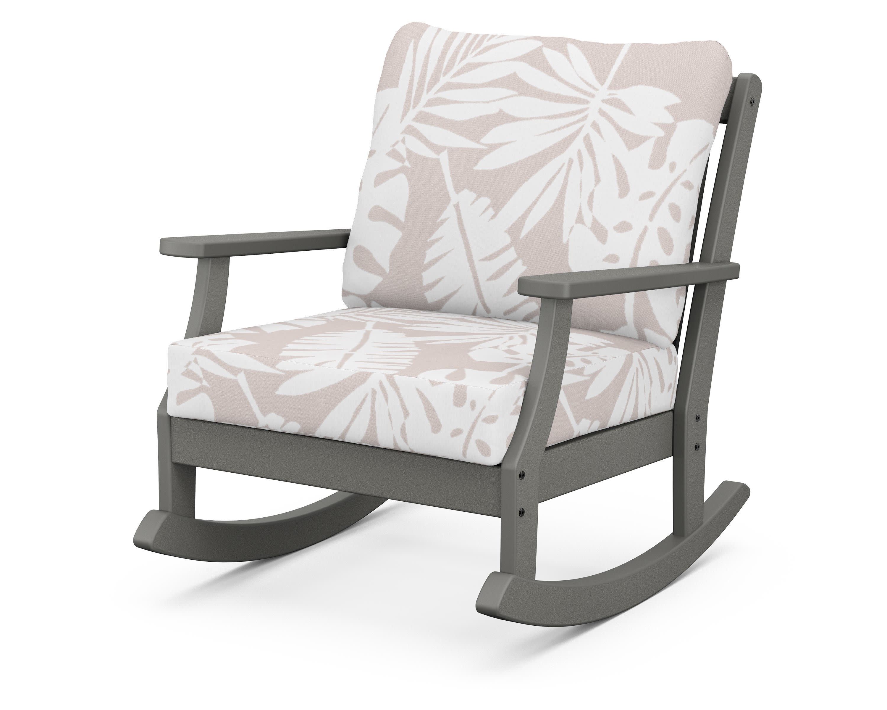 Braxton Deep Seating Rocking Chair in Slate Grey / Leaf Dune Burlap
