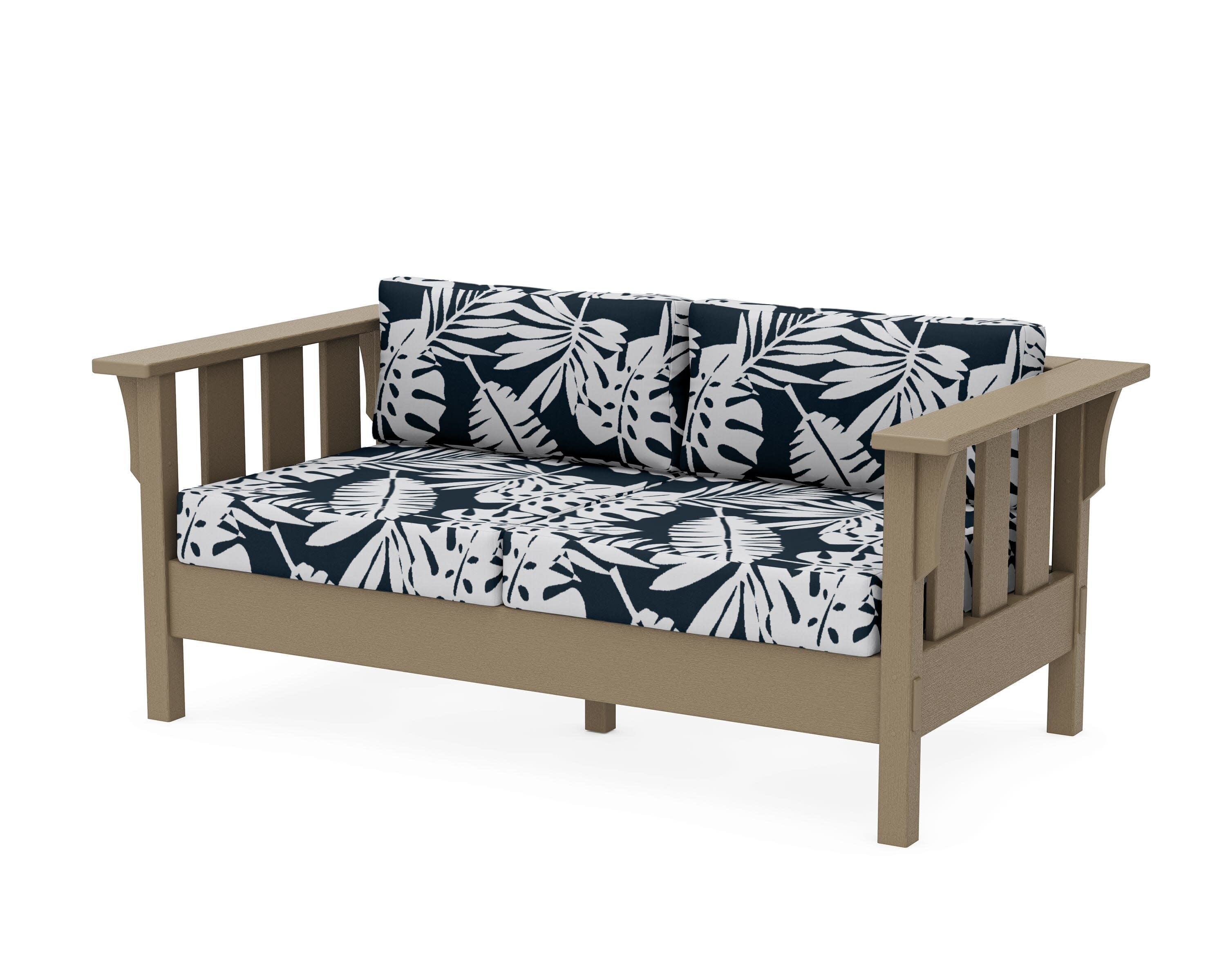 Acadia Deep Seating Loveseat in Vintage Sahara / Leaf Marine Indigo