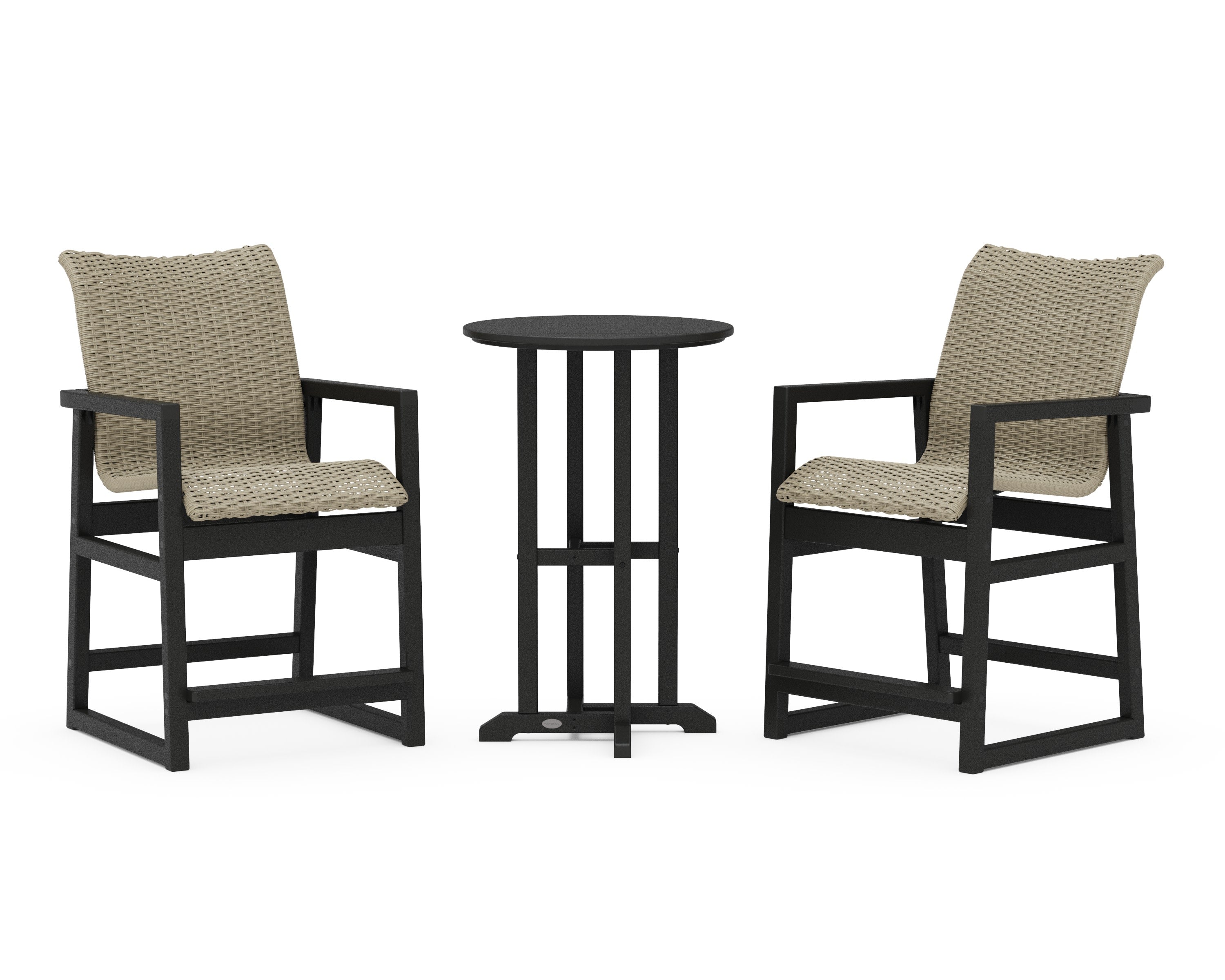 EDGE Woven 3-Piece Farmhouse Counter Set in Black / Dune Grass