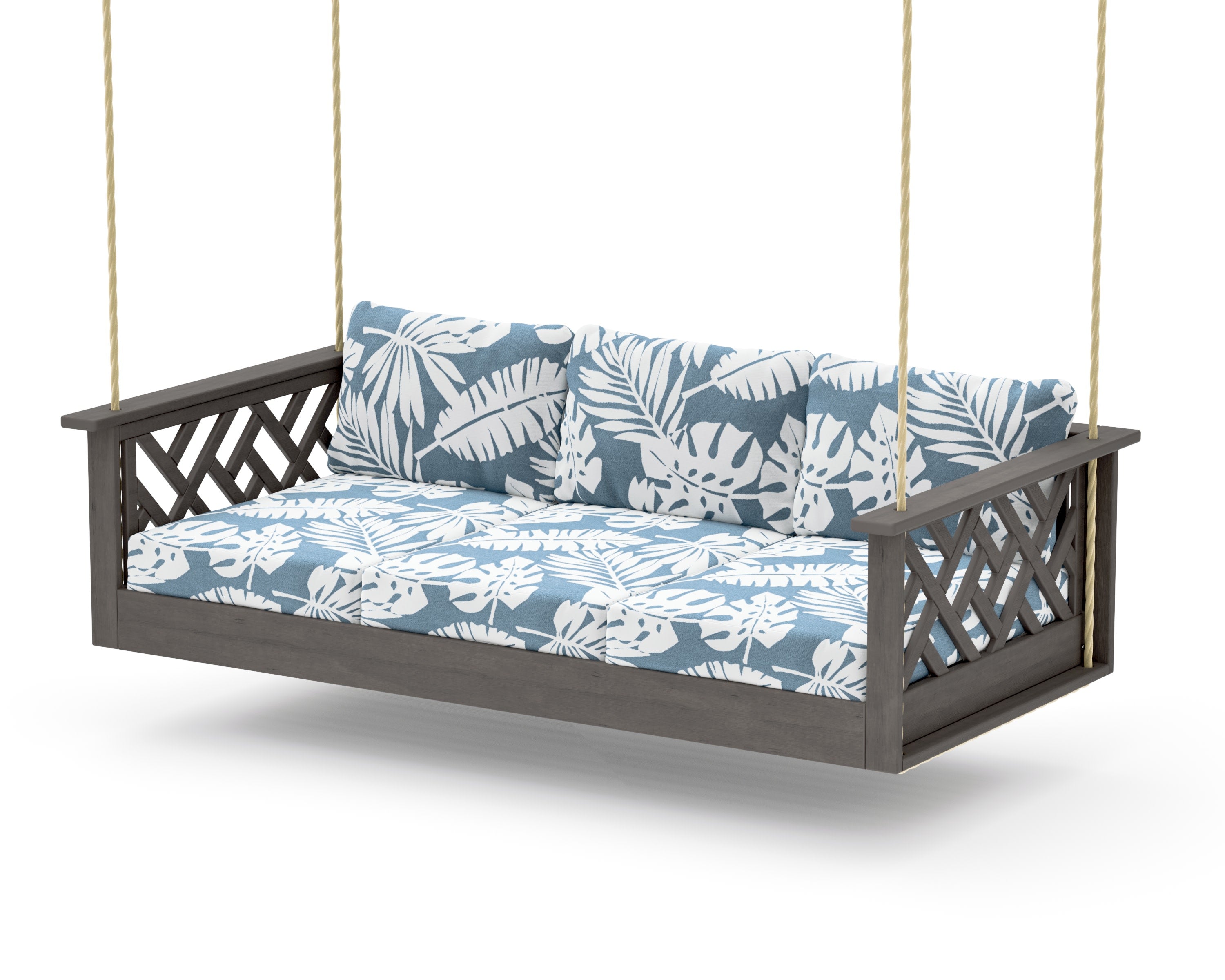 Chippendale Daybed Swing in Driftwood / Leaf Sky Blue