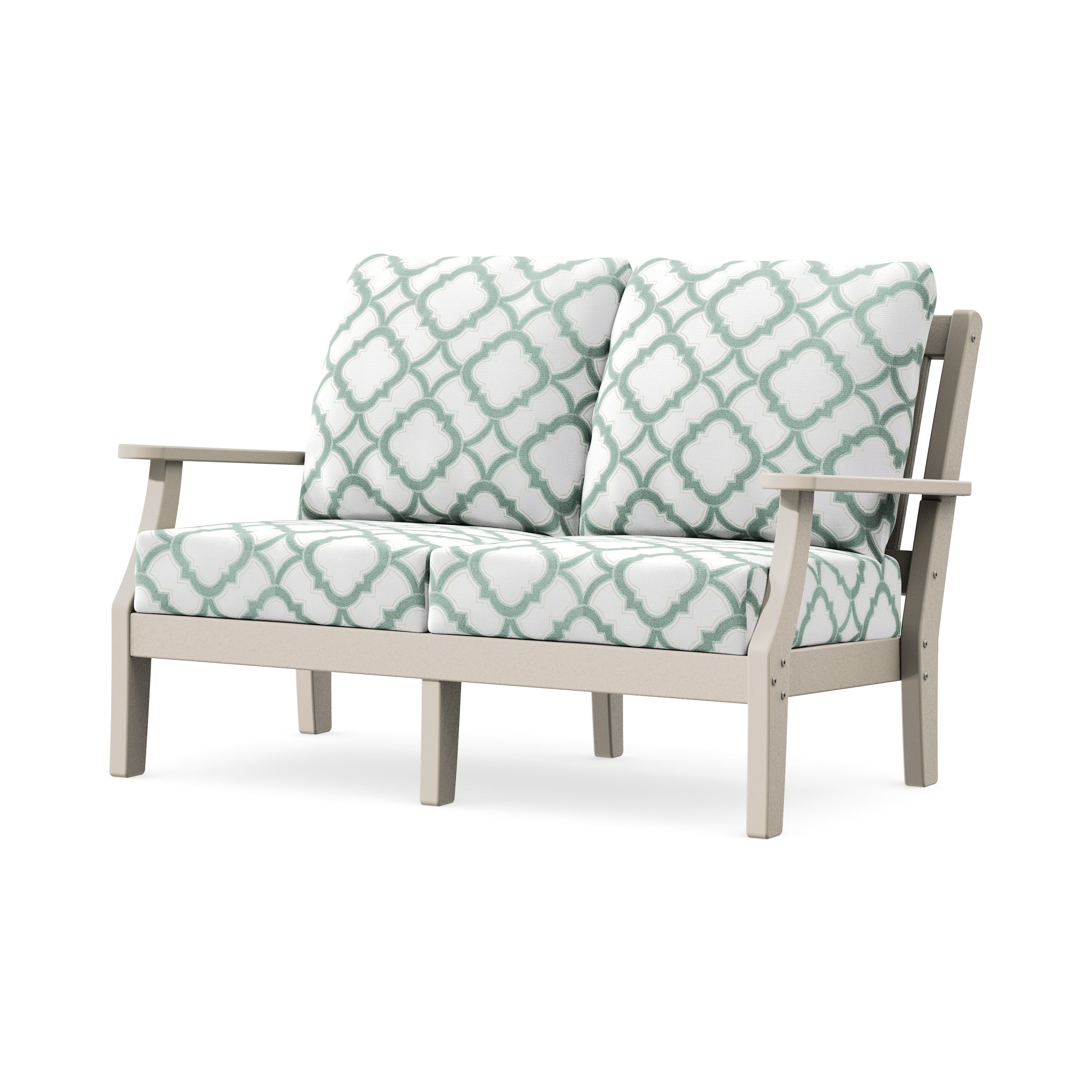 Chinoiserie Deep Seating Loveseat in Sand / Trellis Glacier Spa