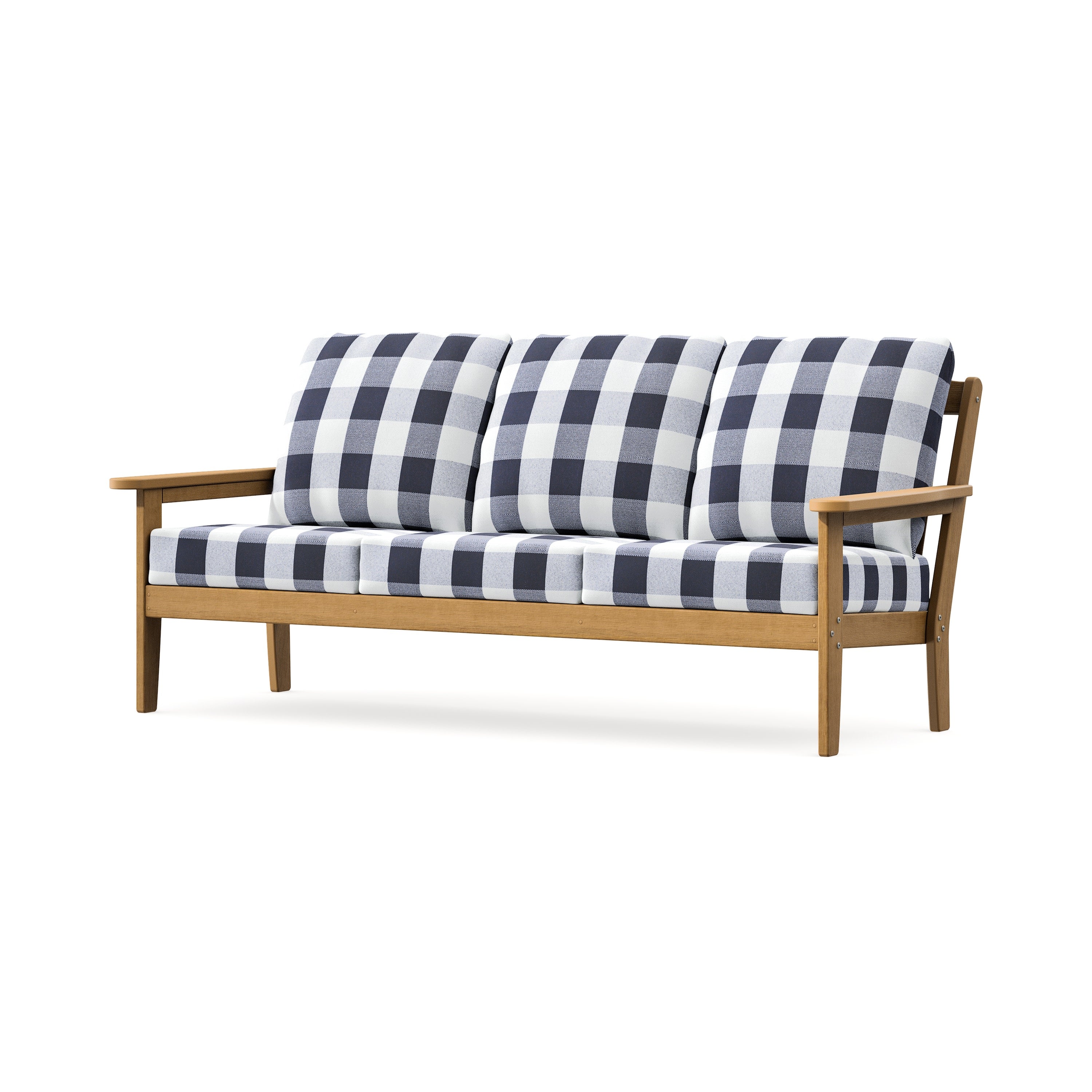 Cottage Deep Seating Sofa in Natural / Buffalo Plaid Navy