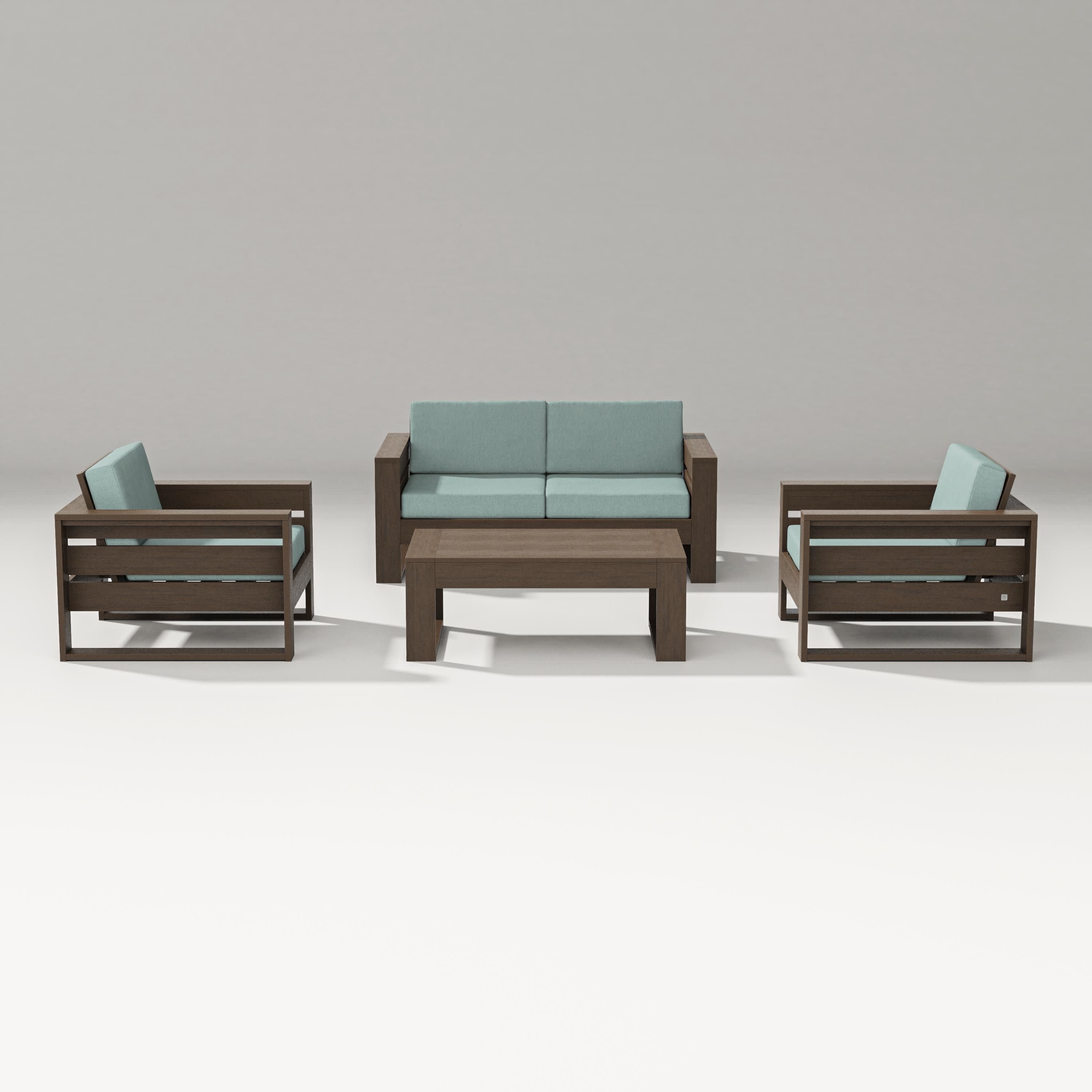 Latitude 4-Piece Lounge Loveseat Set in Kona / Glacier Spa
