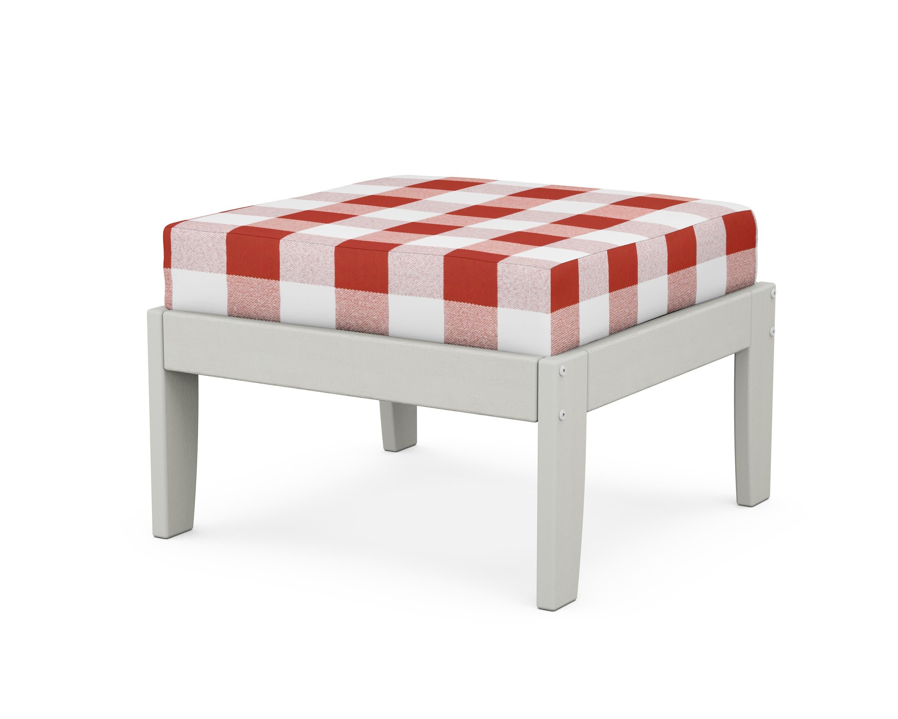 Modular Ottoman - Classic in Vintage White / Buffalo Plaid Crimson