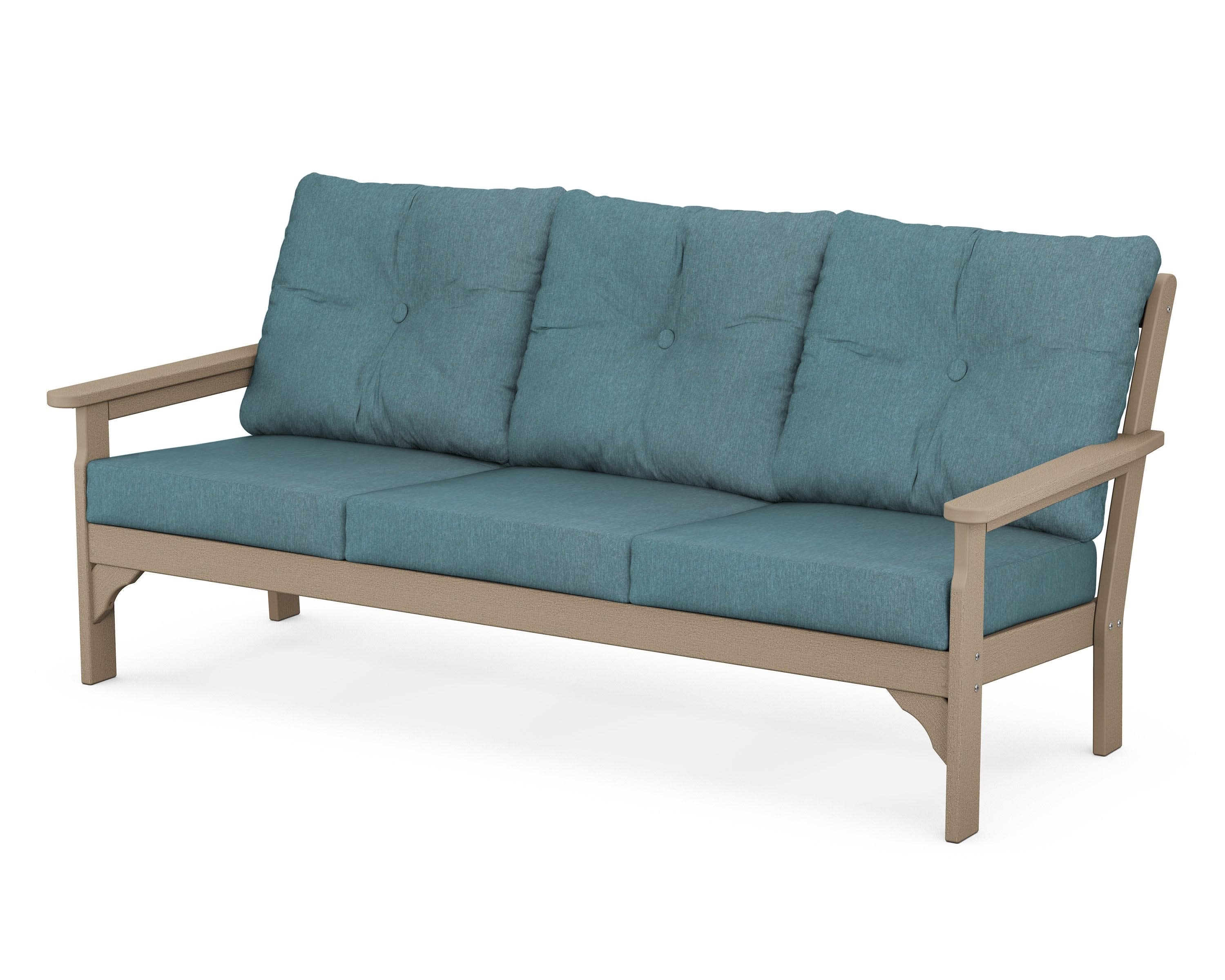 Vineyard Deep Seating Sofa in Vintage Sahara / Ocean Teal