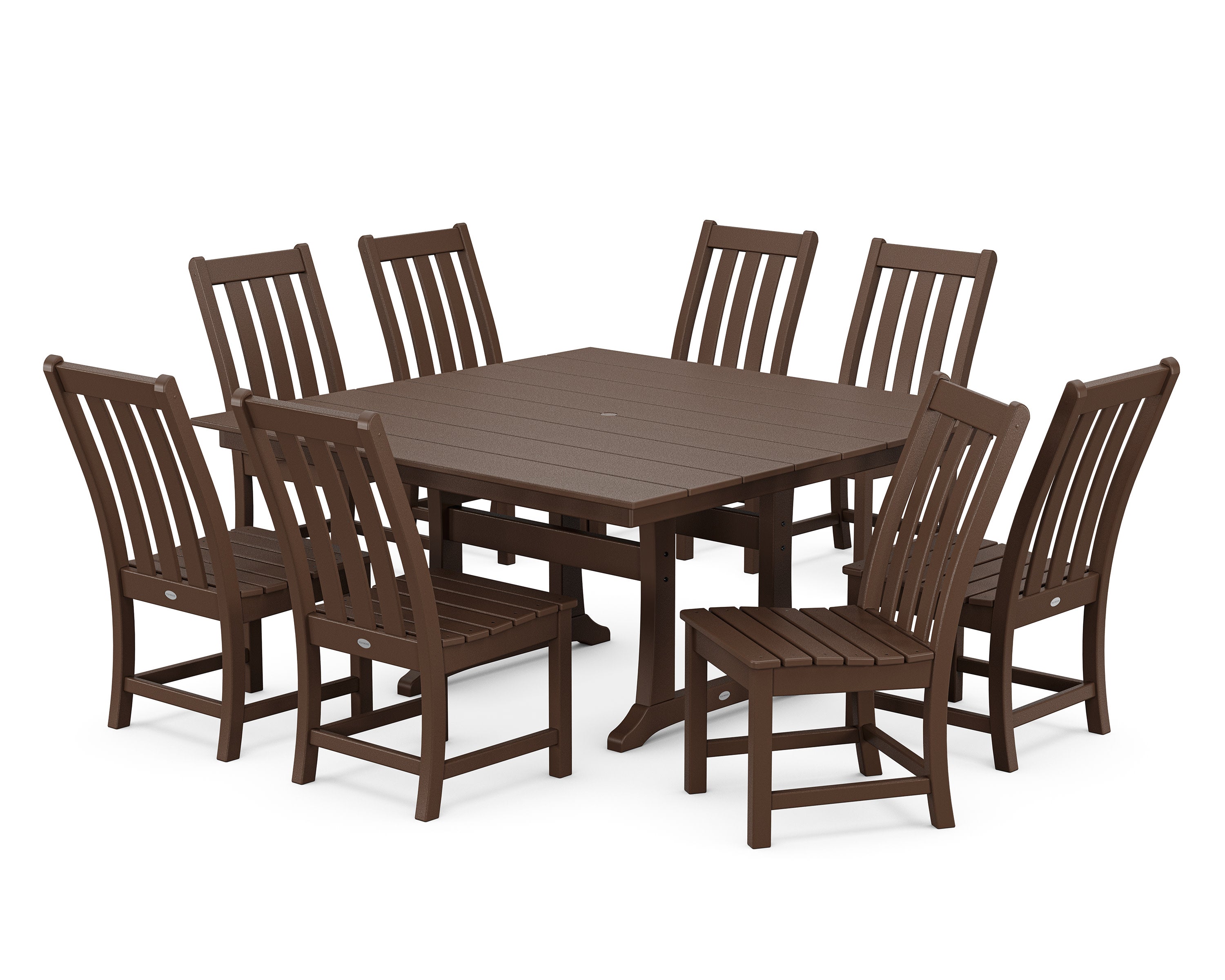 Vineyard 9-Piece Farmhouse Trestle Dining Set in Mahogany