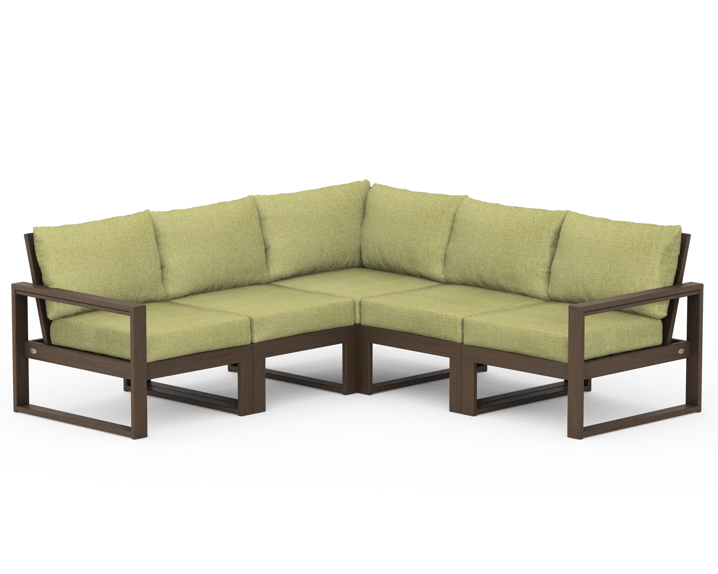 EDGE 5-Piece Modular Deep Seating Set in Kona / Chartreuse Boucle