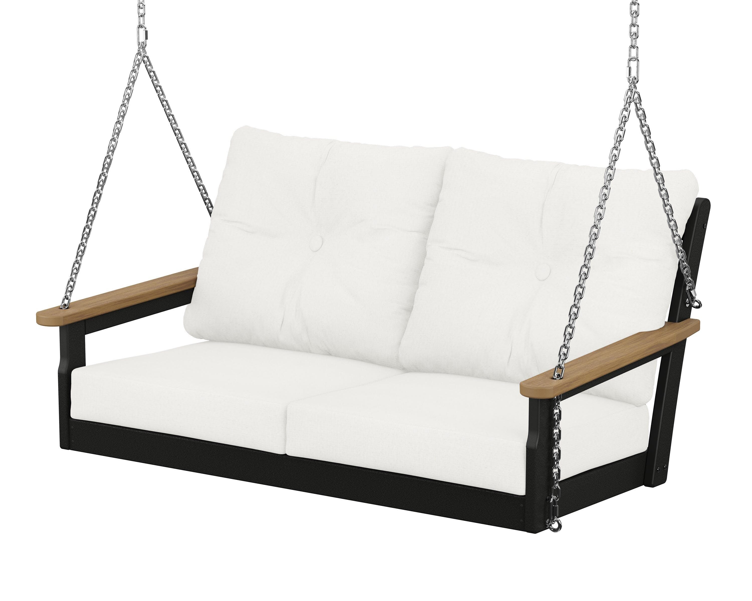 Vineyard Deep Seating Swing in Black / Natural / Natural Linen