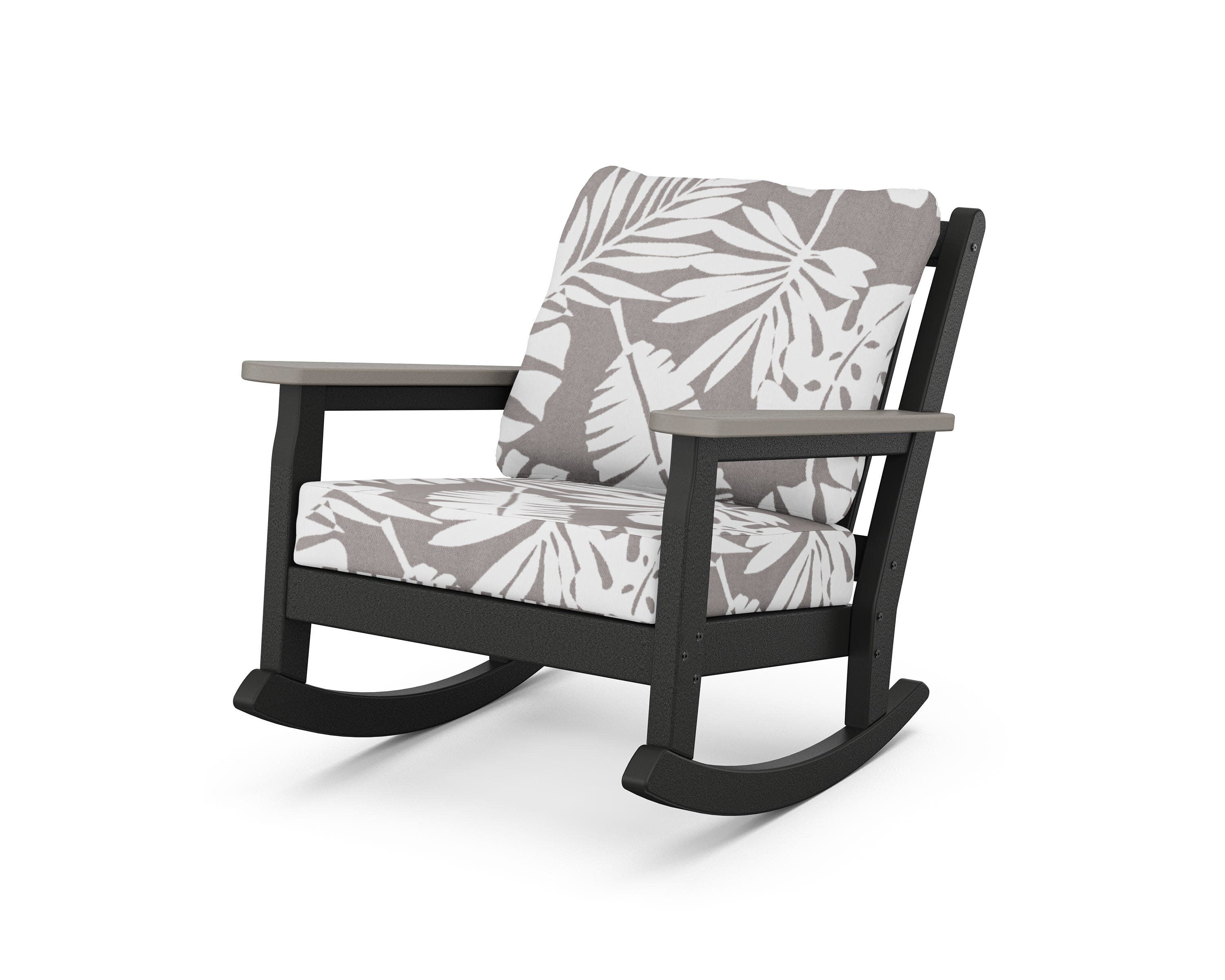 Chippendale Deep Seating Rocking Chair in Black / Driftwood / Leaf Grey Mist