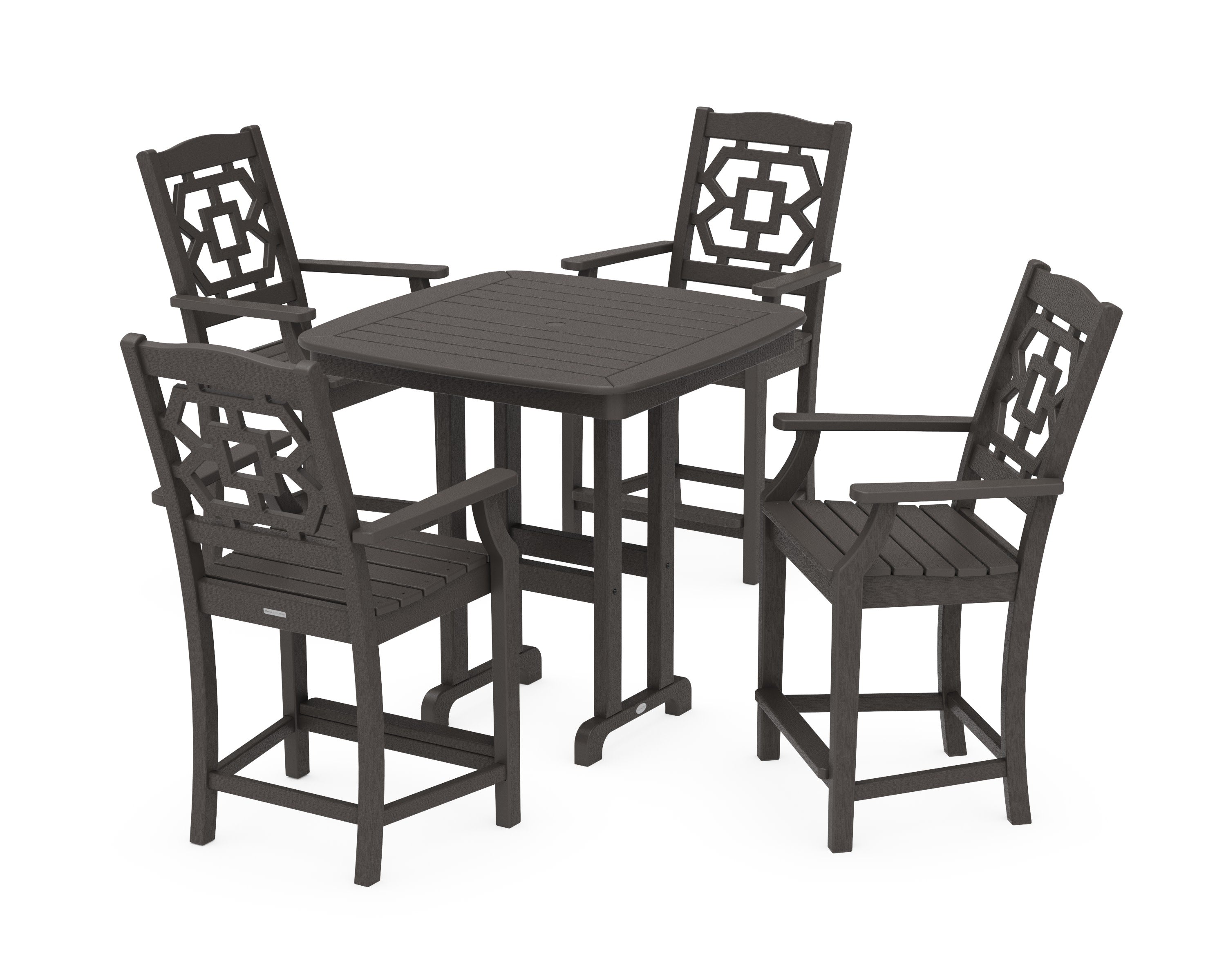 Chinoiserie 5-Piece Counter Set in Vintage Coffee