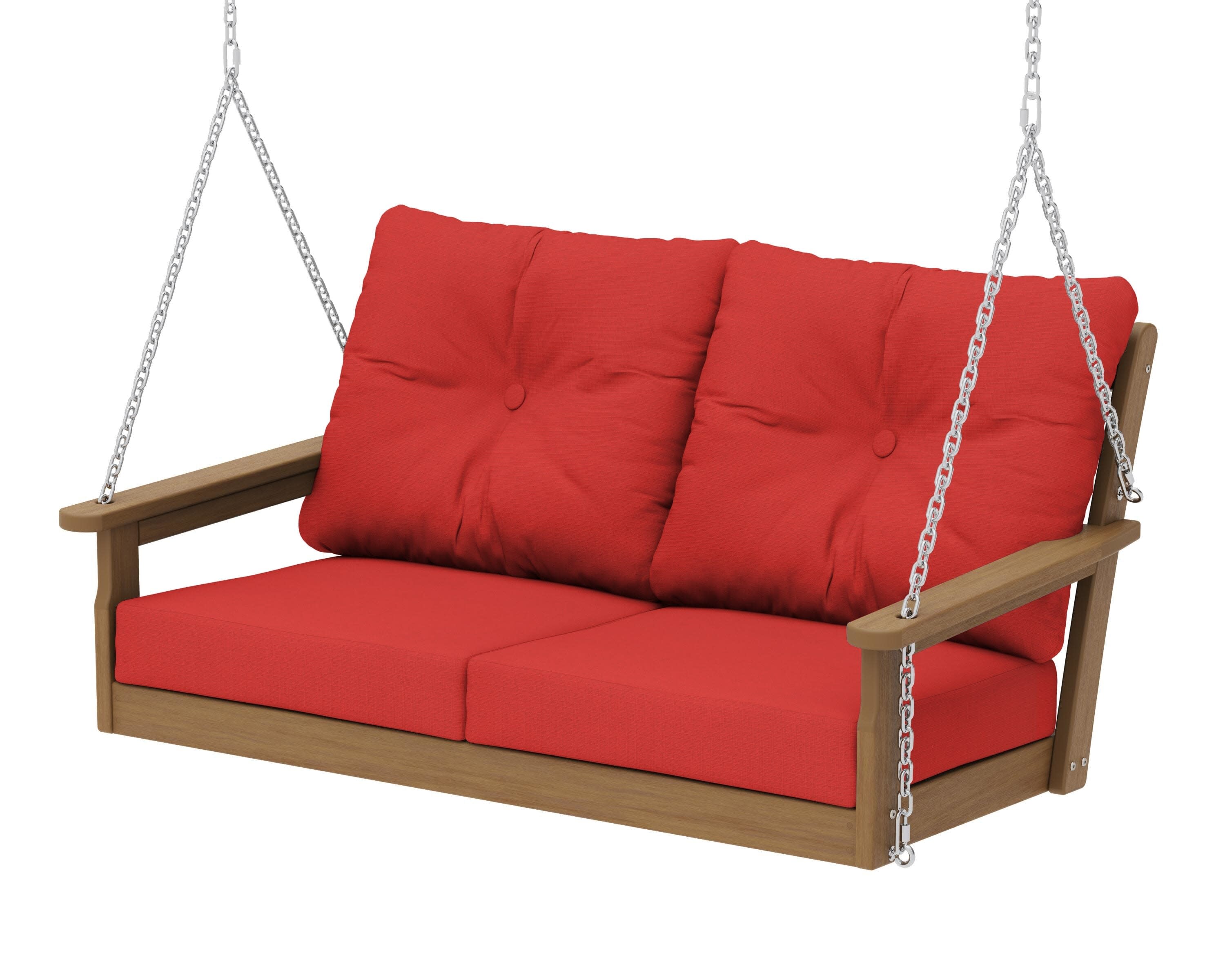 Vineyard Deep Seating Swing in Natural / Crimson Linen