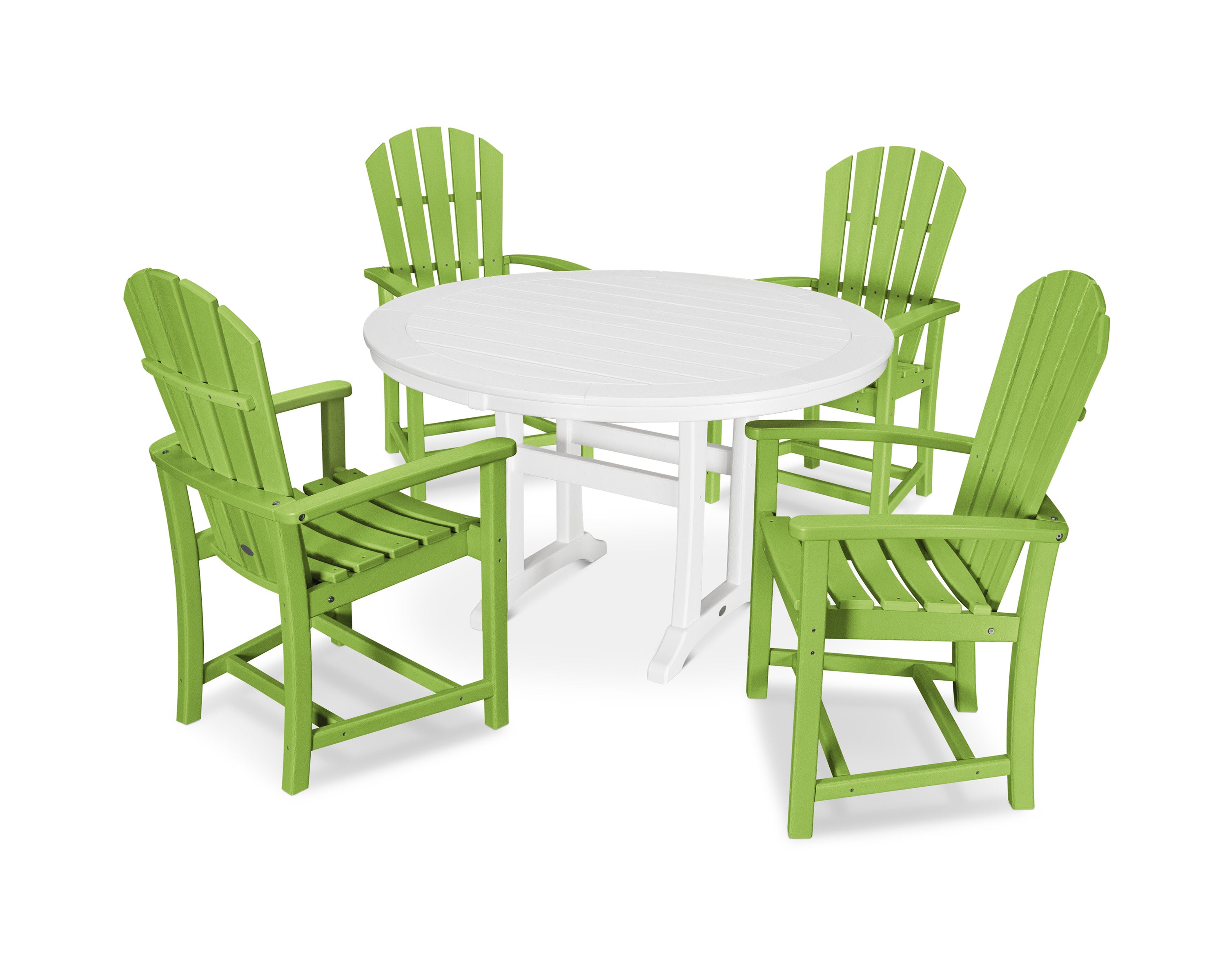 Palm Coast 5-Piece Round Dining Set in Lime / White