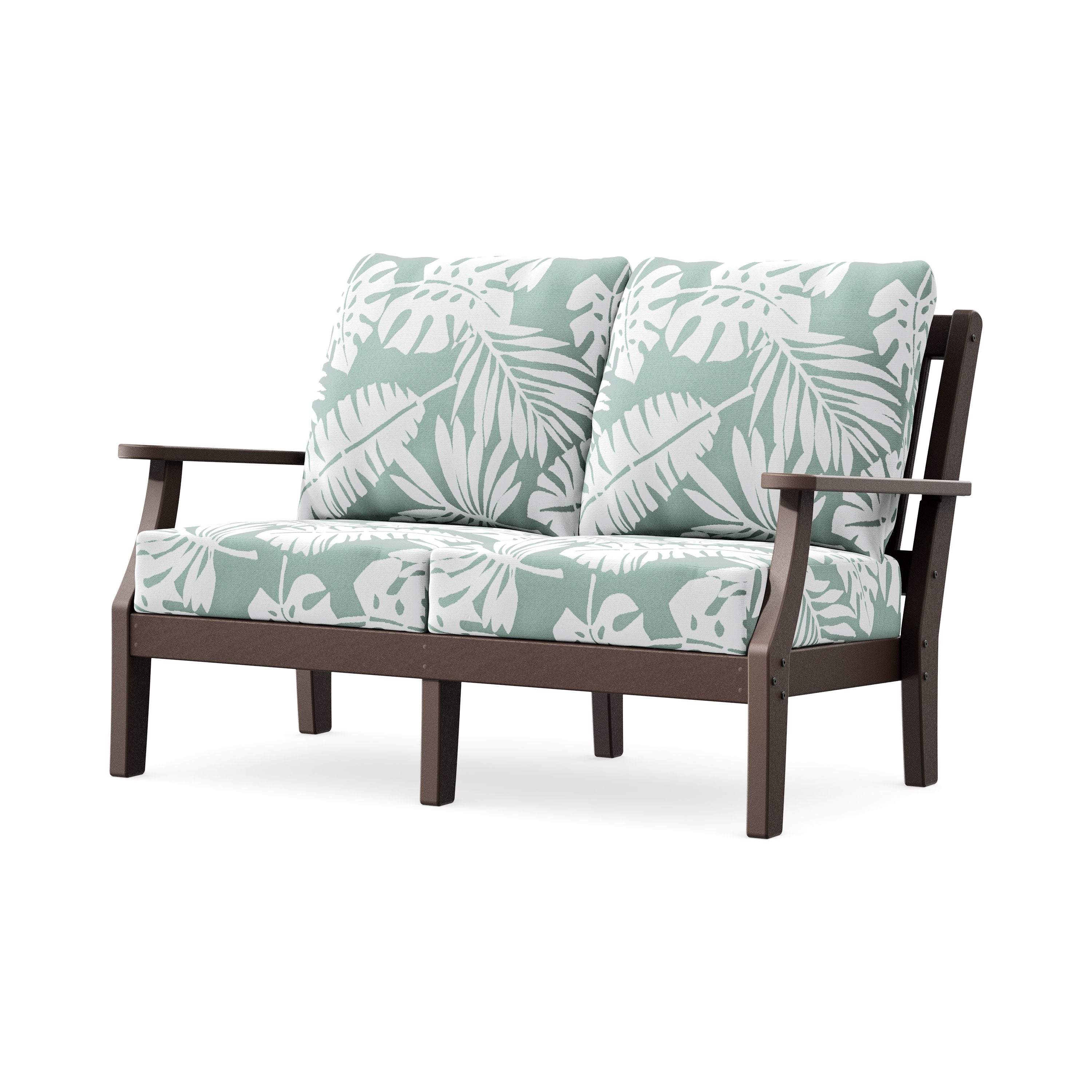 Chinoiserie Deep Seating Loveseat in Mahogany / Leaf Glacier Spa