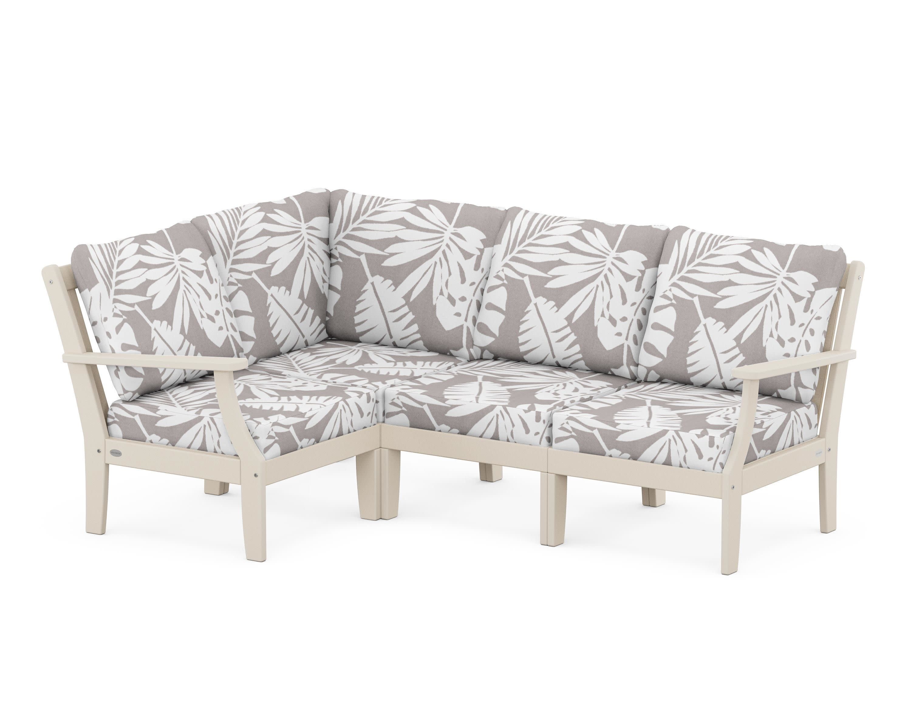 Braxton Modular 4-Piece Deep Seating Set in Sand / Leaf Grey Mist