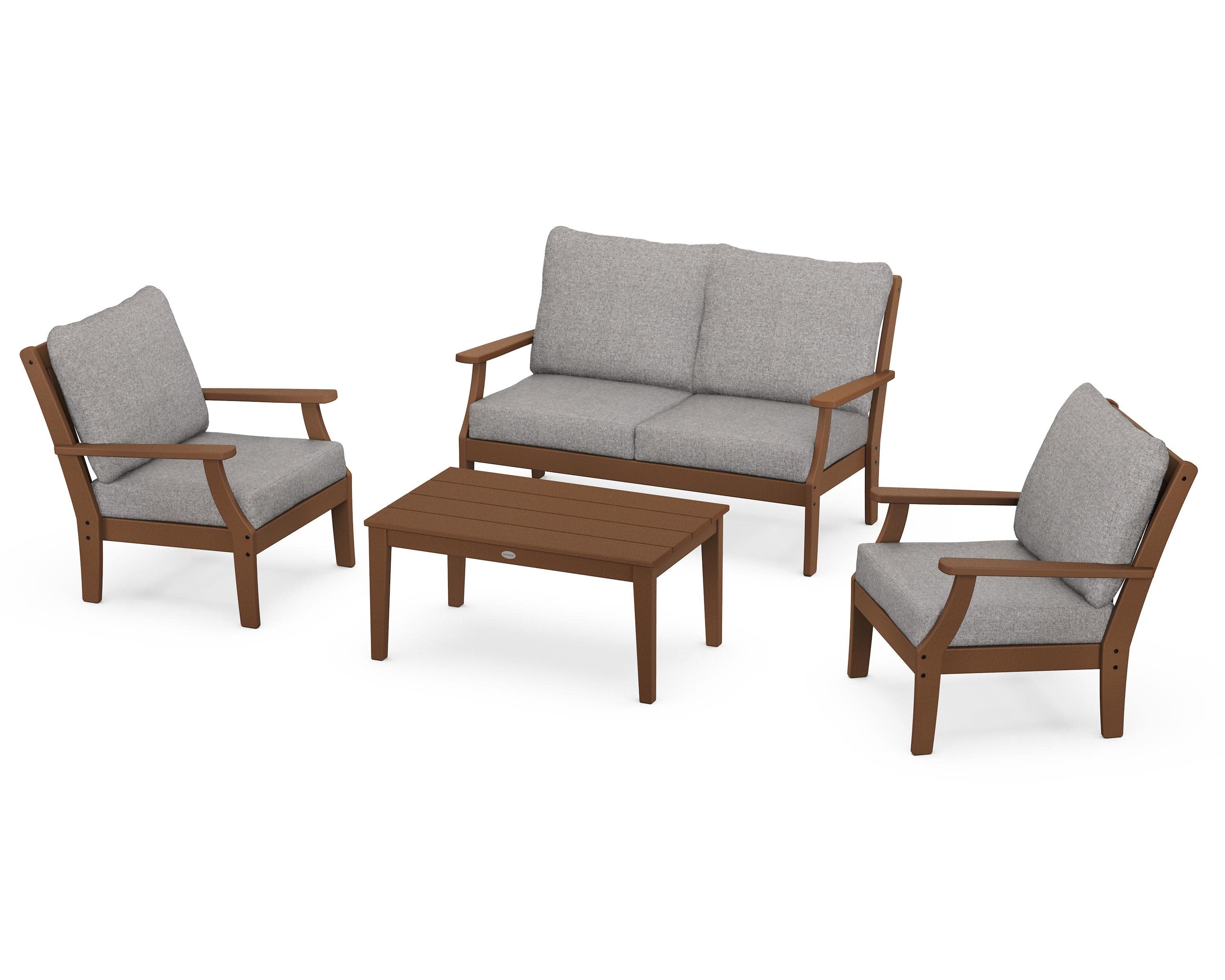 Braxton 4-Piece Deep Seating Chair Set in Teak / Grey Mist