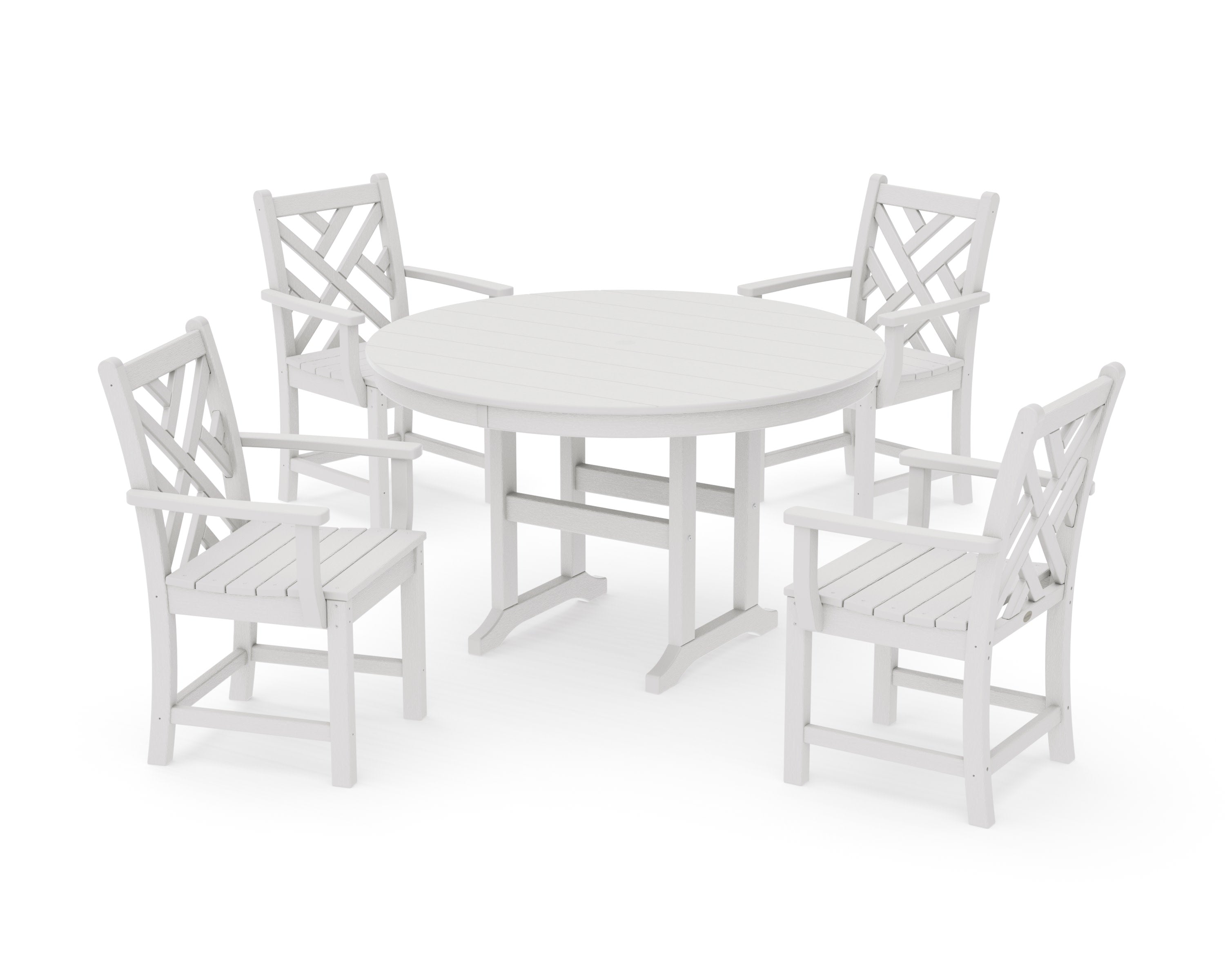 Chippendale 5-Piece Round Farmhouse Dining Set in Vintage White