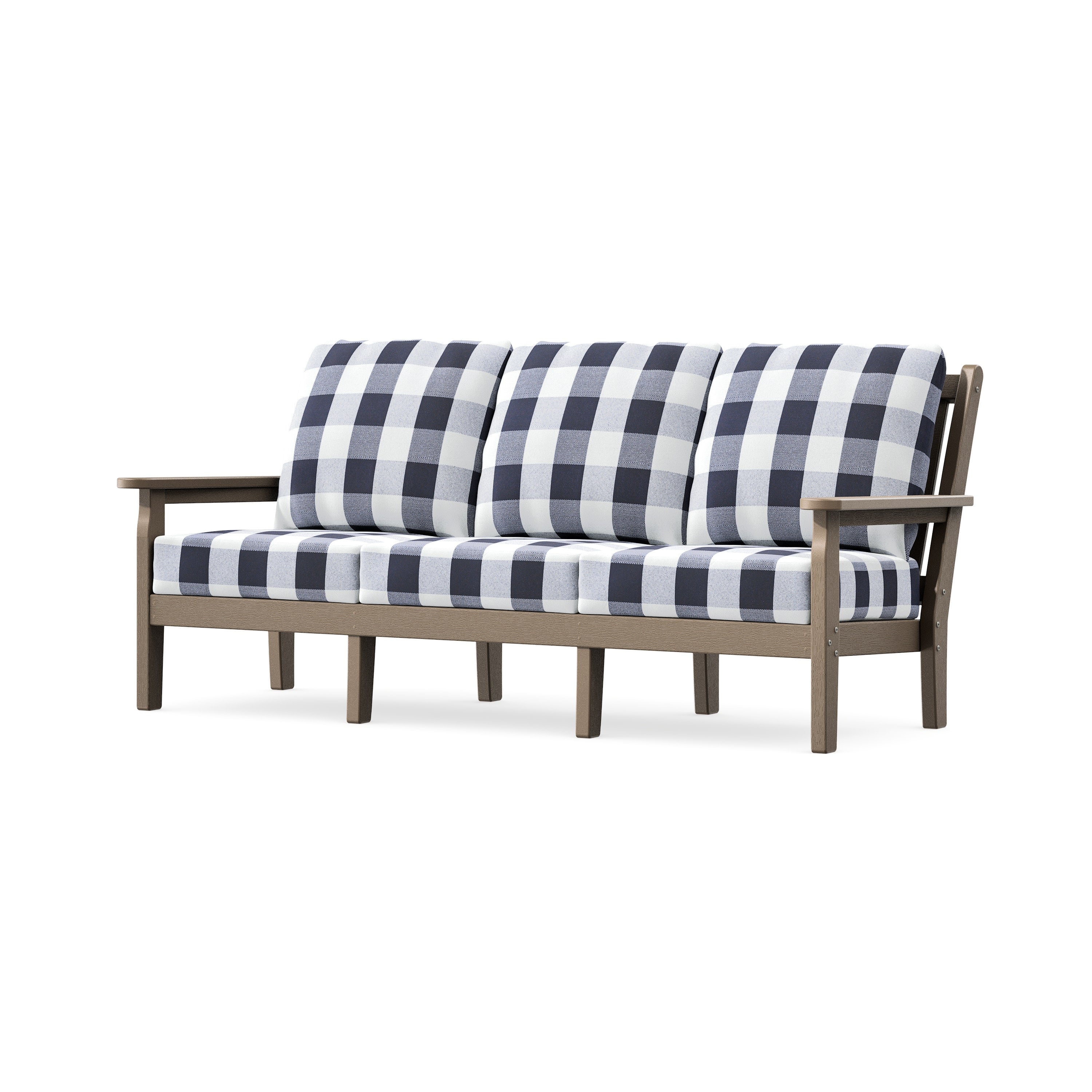 Chippendale Deep Seating Sofa in Vintage Sahara / Buffalo Plaid Navy