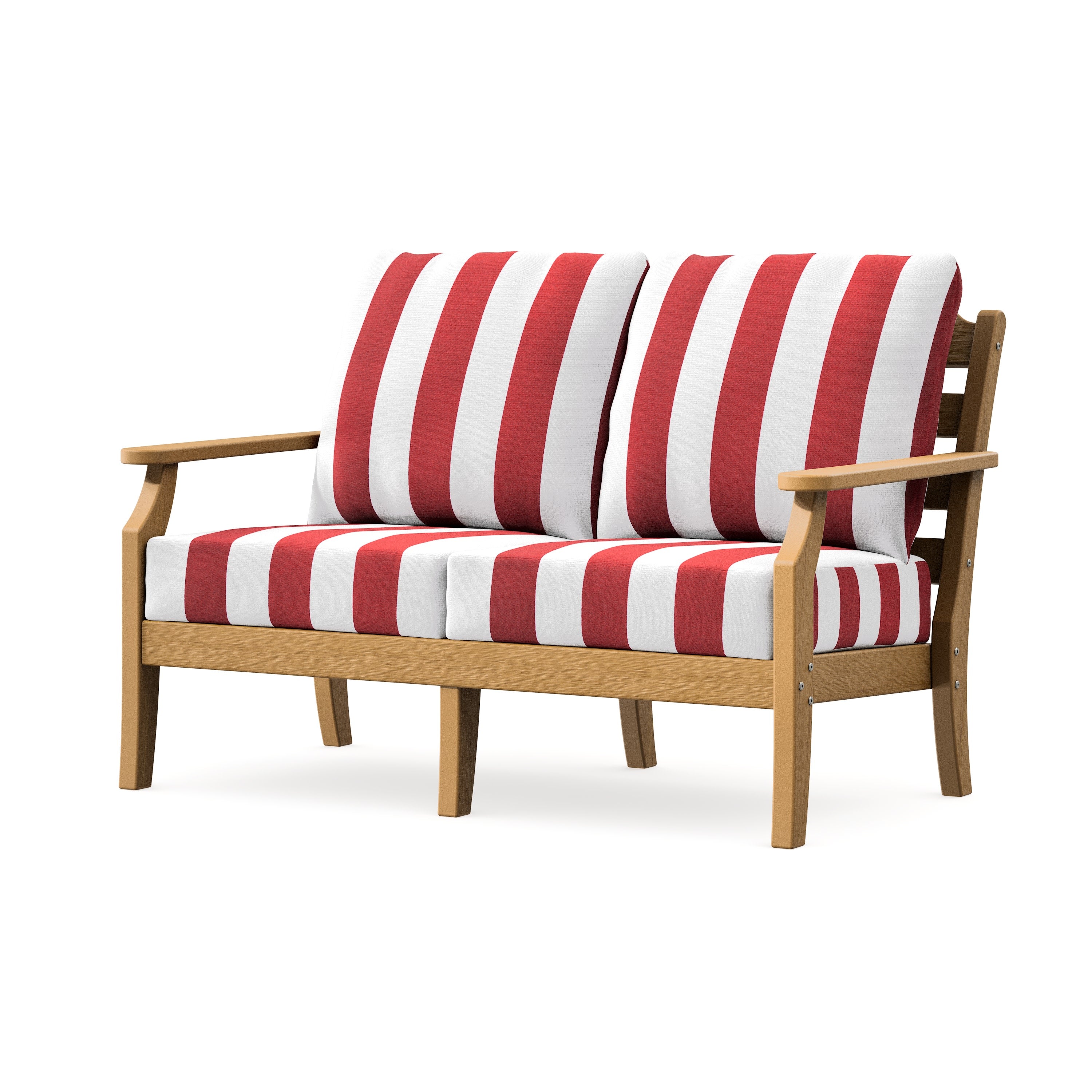 Savannah Deep Seating Loveseat in Natural / Cabana Stripe Crimson