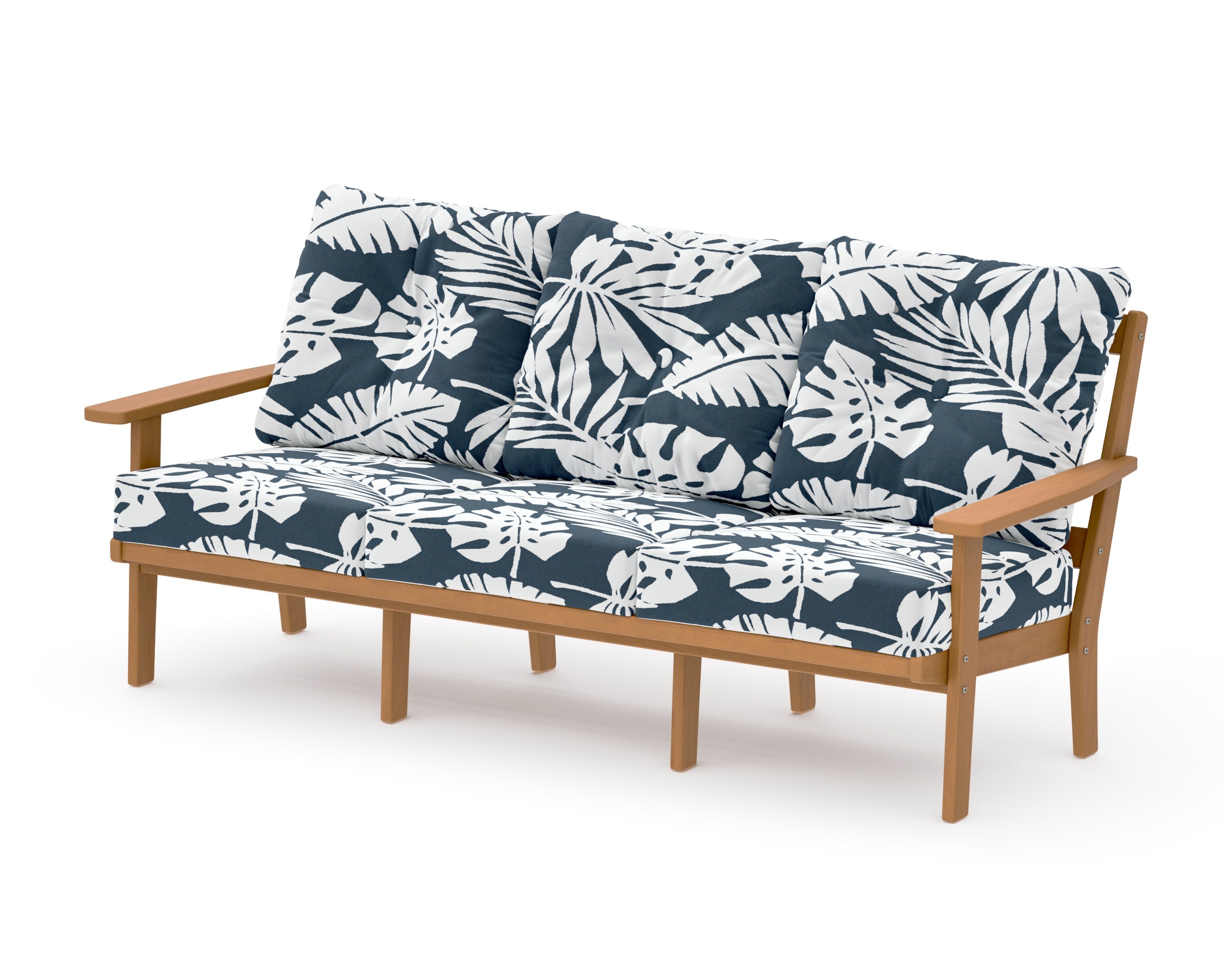 Oxford Deep Seating Sofa in Natural / Leaf Marine Indigo