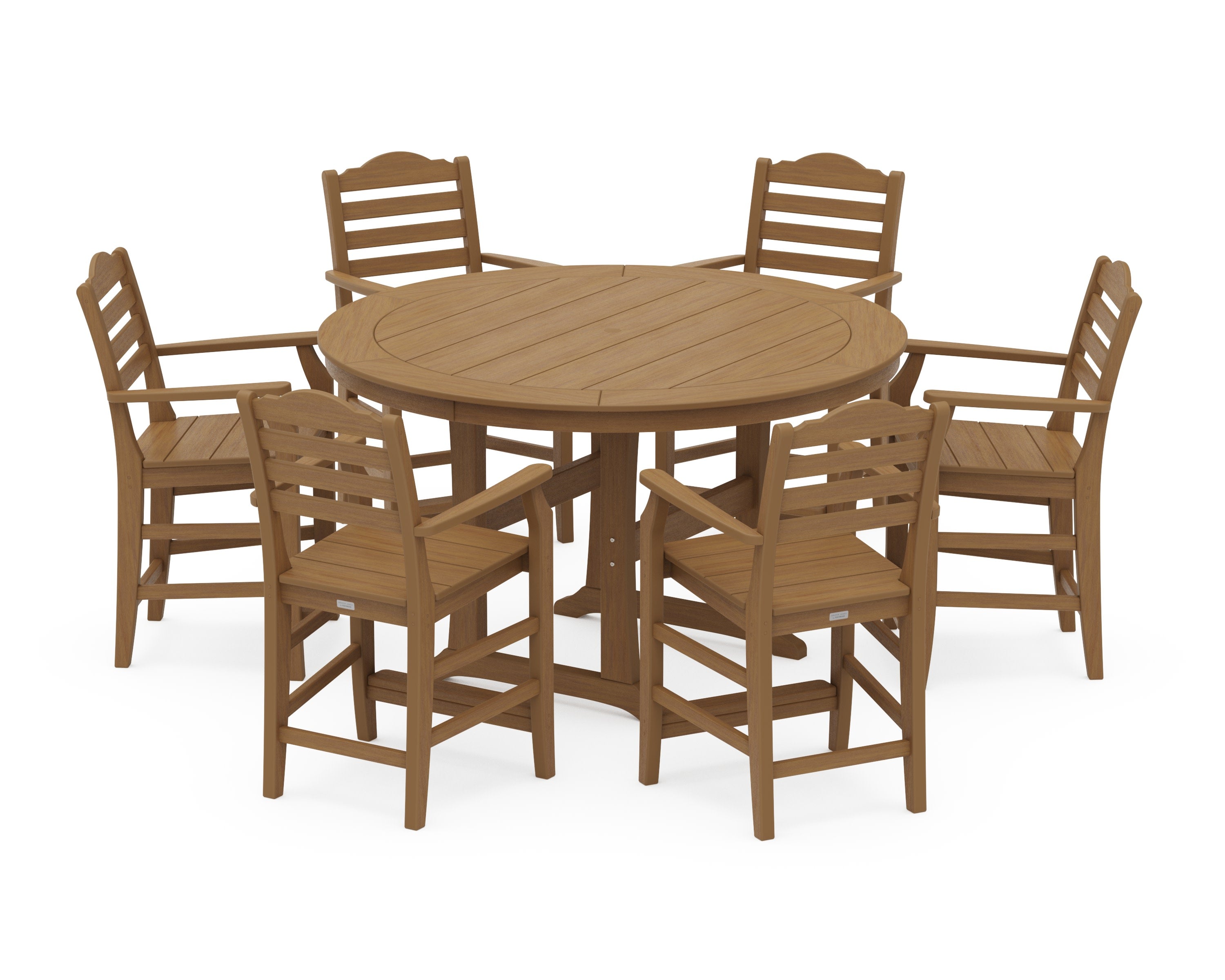 Savannah 7-Piece Arm Chair Round Counter Set in Natural