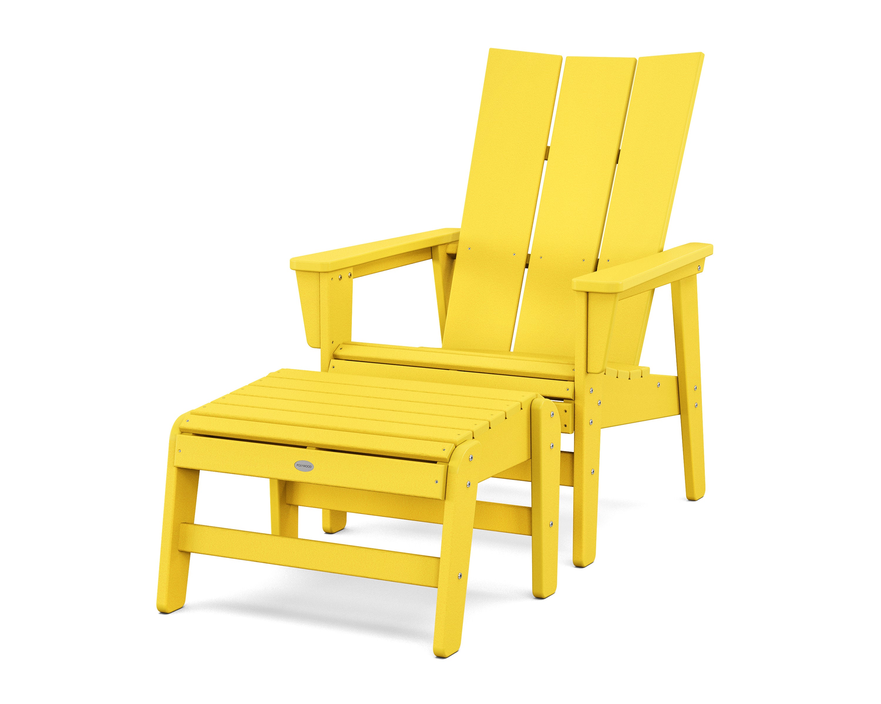 Modern Grand Upright Adirondack Chair with Ottoman in Lemon