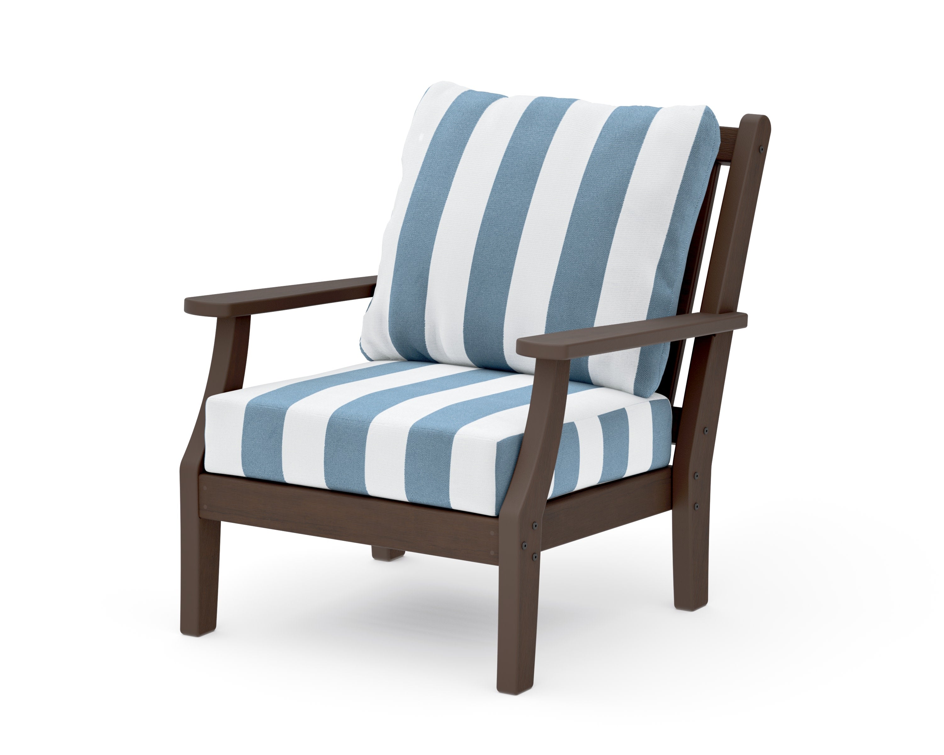 Wovendale Deep Seating Chair in Kona / Cabana Stripe Sky Blue