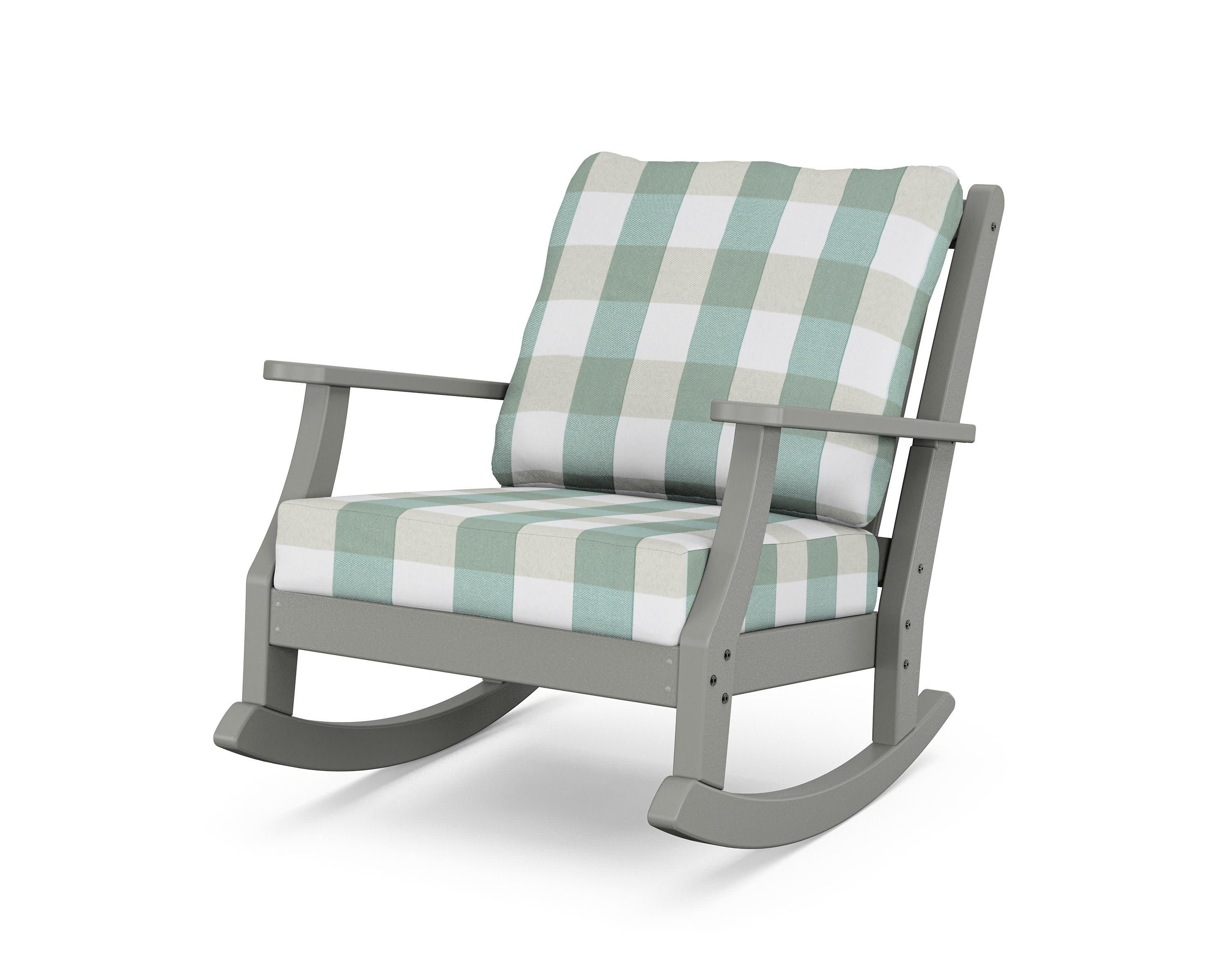 Wovendale Deep Seating Rocking Chair in Slate Grey / Buffalo Plaid Glacier Spa