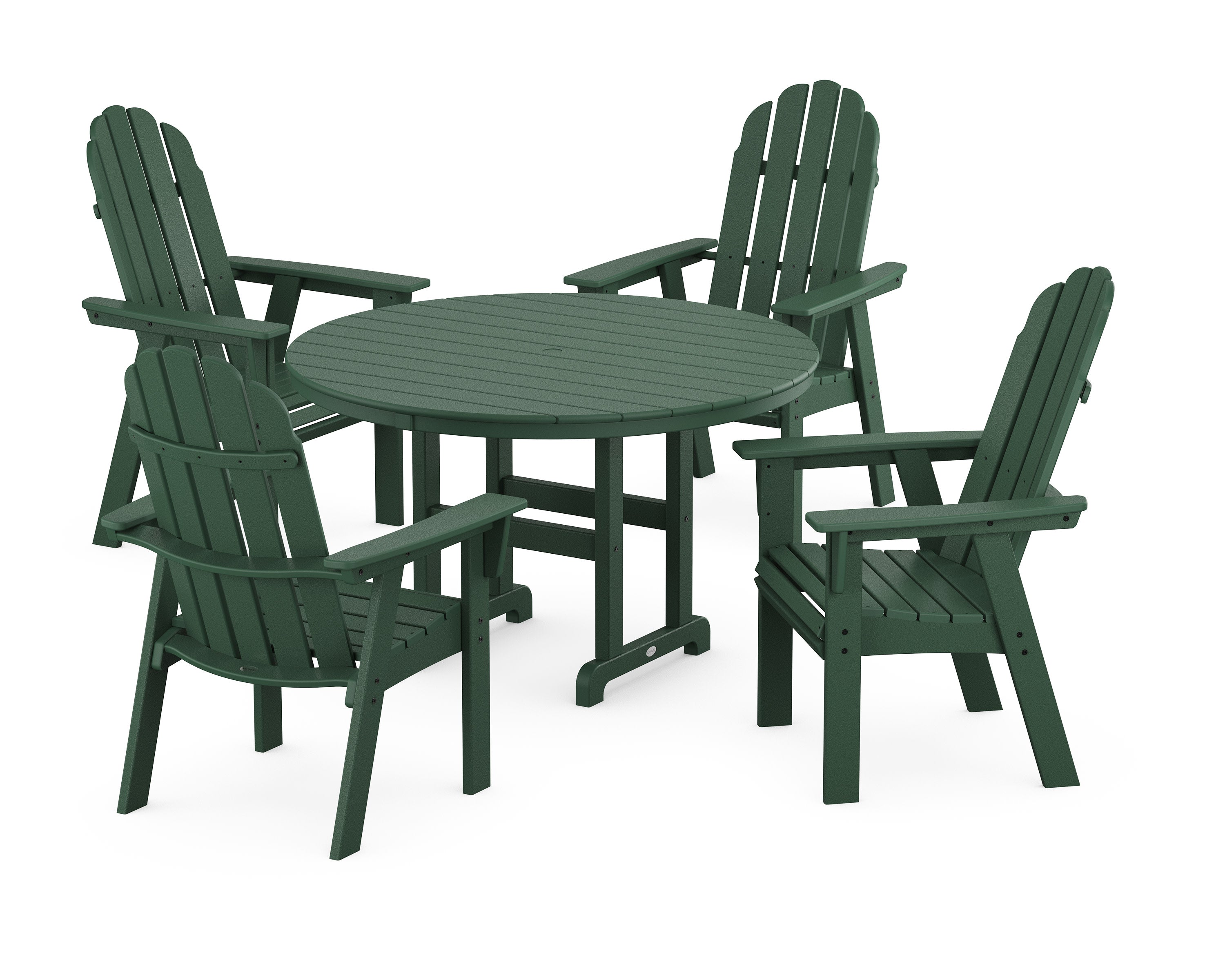 Vineyard Curveback Adirondack 5-Piece Round Farmhouse Dining Set in Green