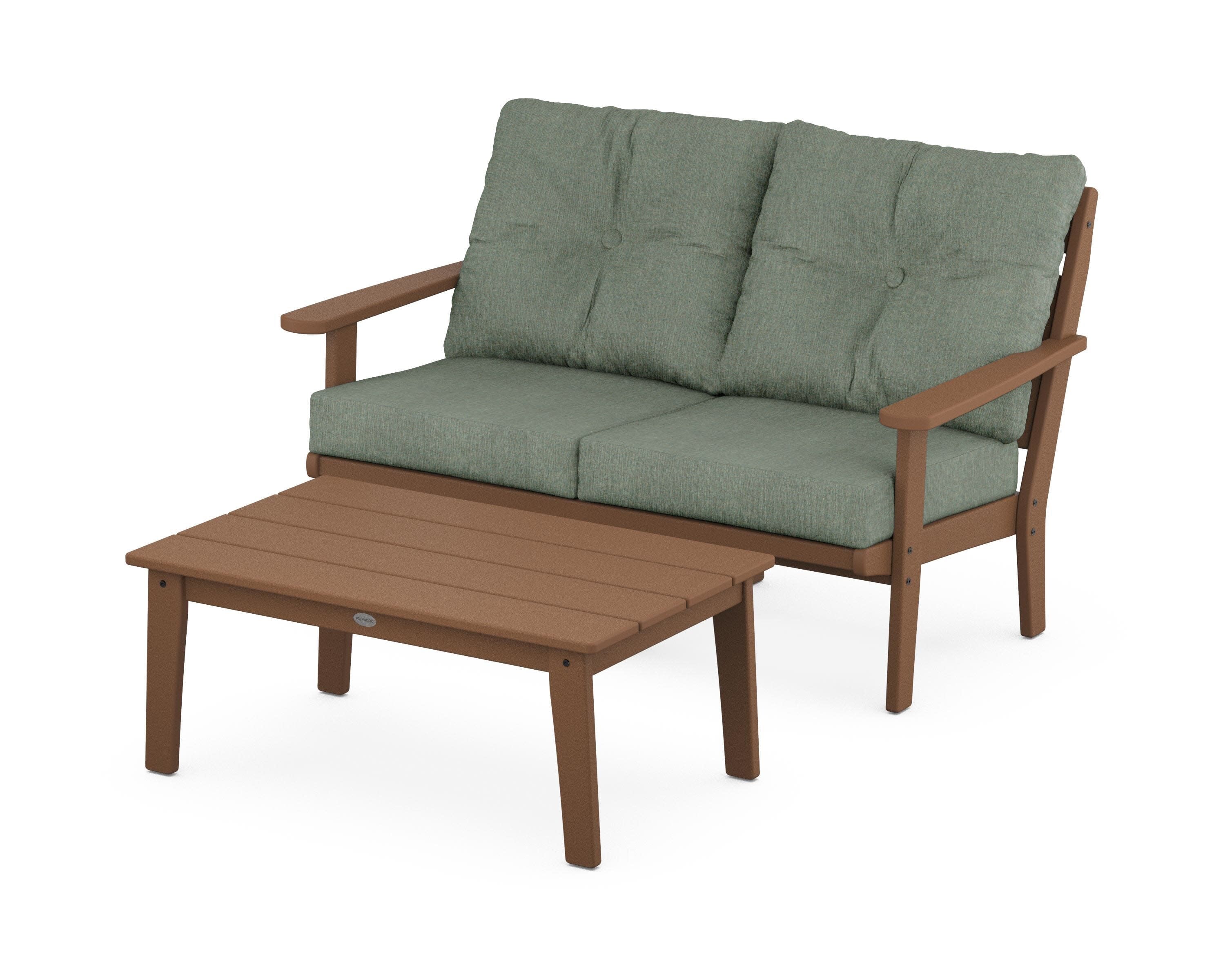 Lakeside 2-Piece Lounge Loveseat Set in Teak / Cast Sage