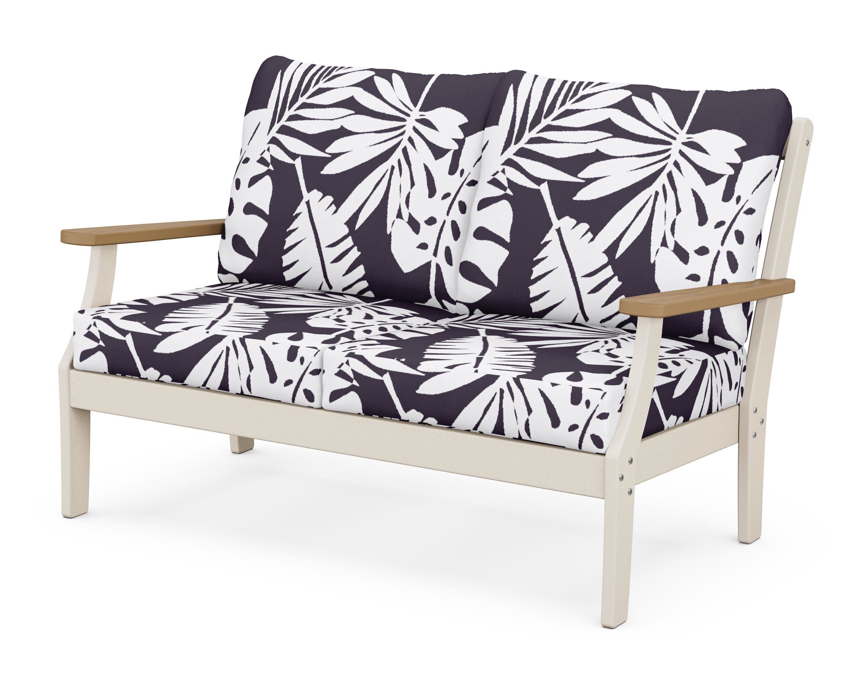 Braxton Deep Seating Loveseat in Sand / Natural / Leaf Navy