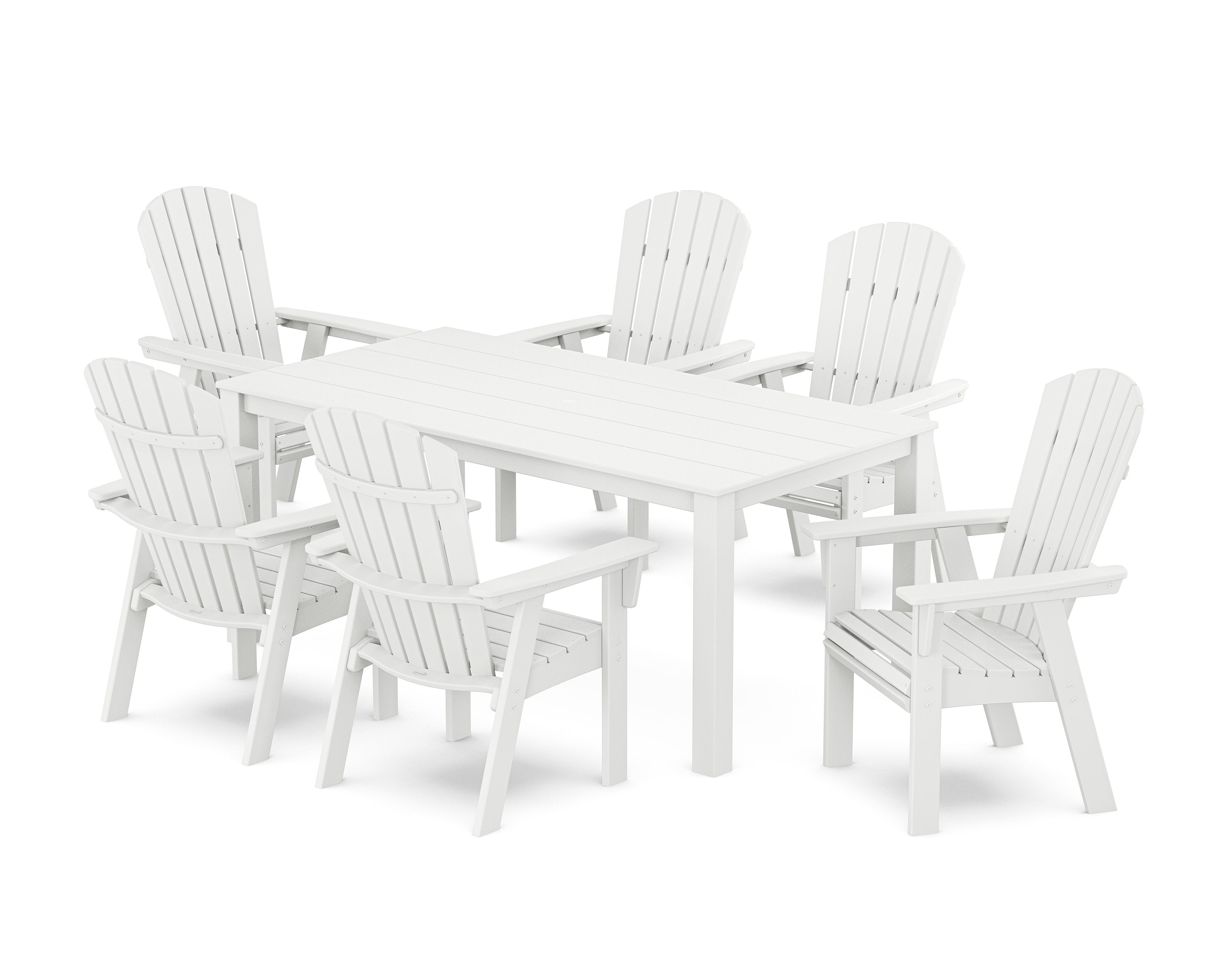 Nautical Curveback Adirondack 7-Piece Parsons Dining Set in White