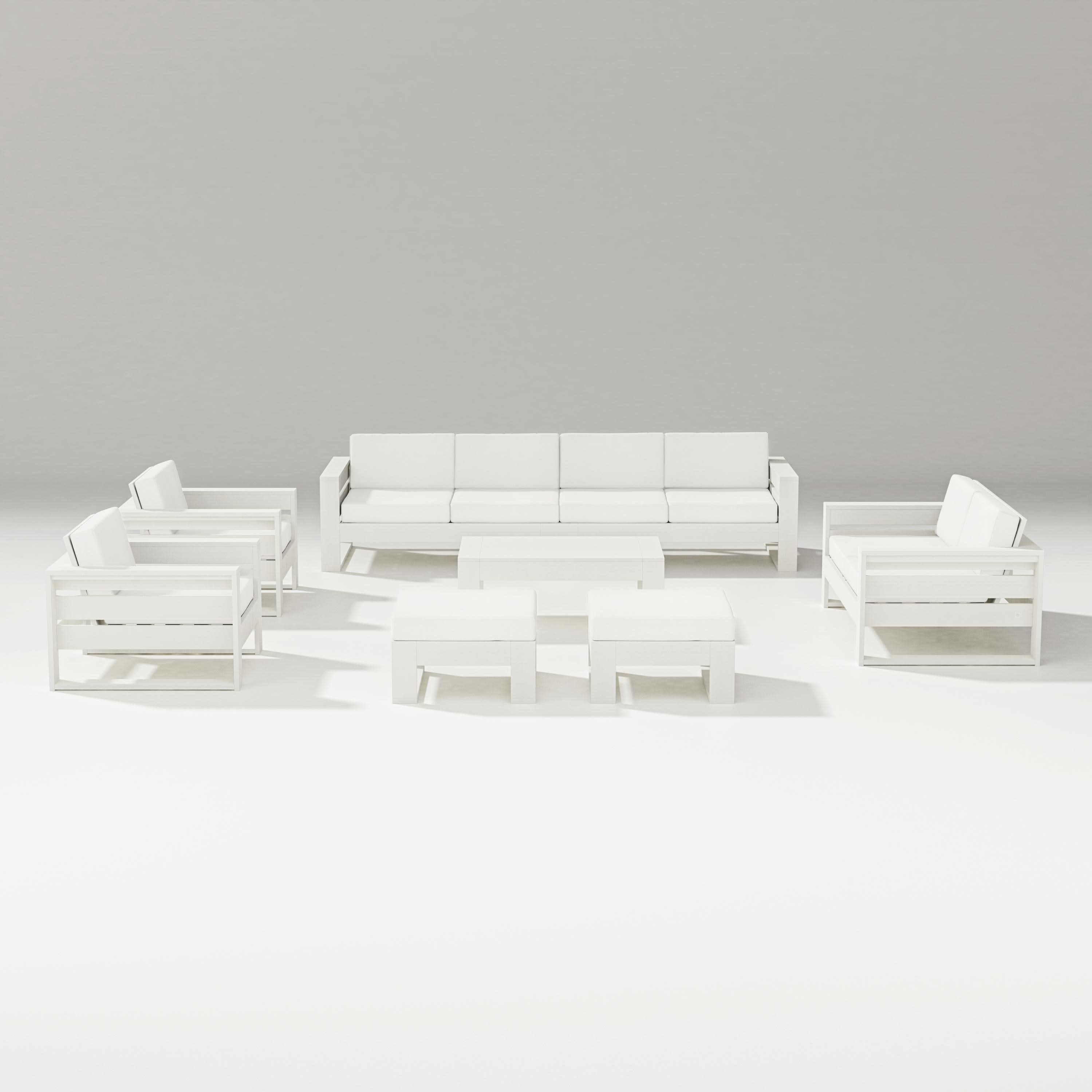 Latitude 8-Piece Lounge Sofa Set in Vintage White / Natural Linen