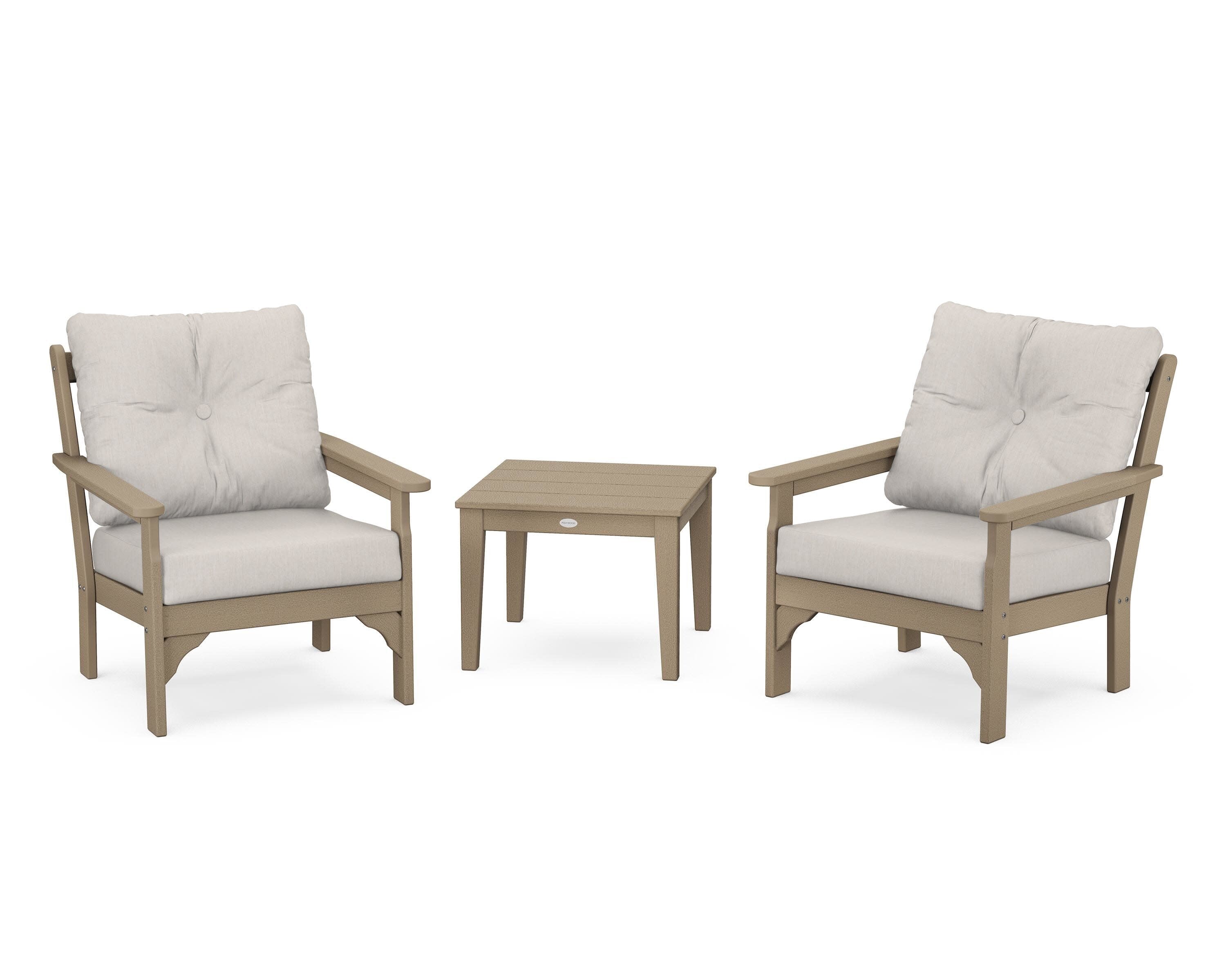Vineyard 3-Piece Deep Seating Set in Vintage Sahara / Cast Ash