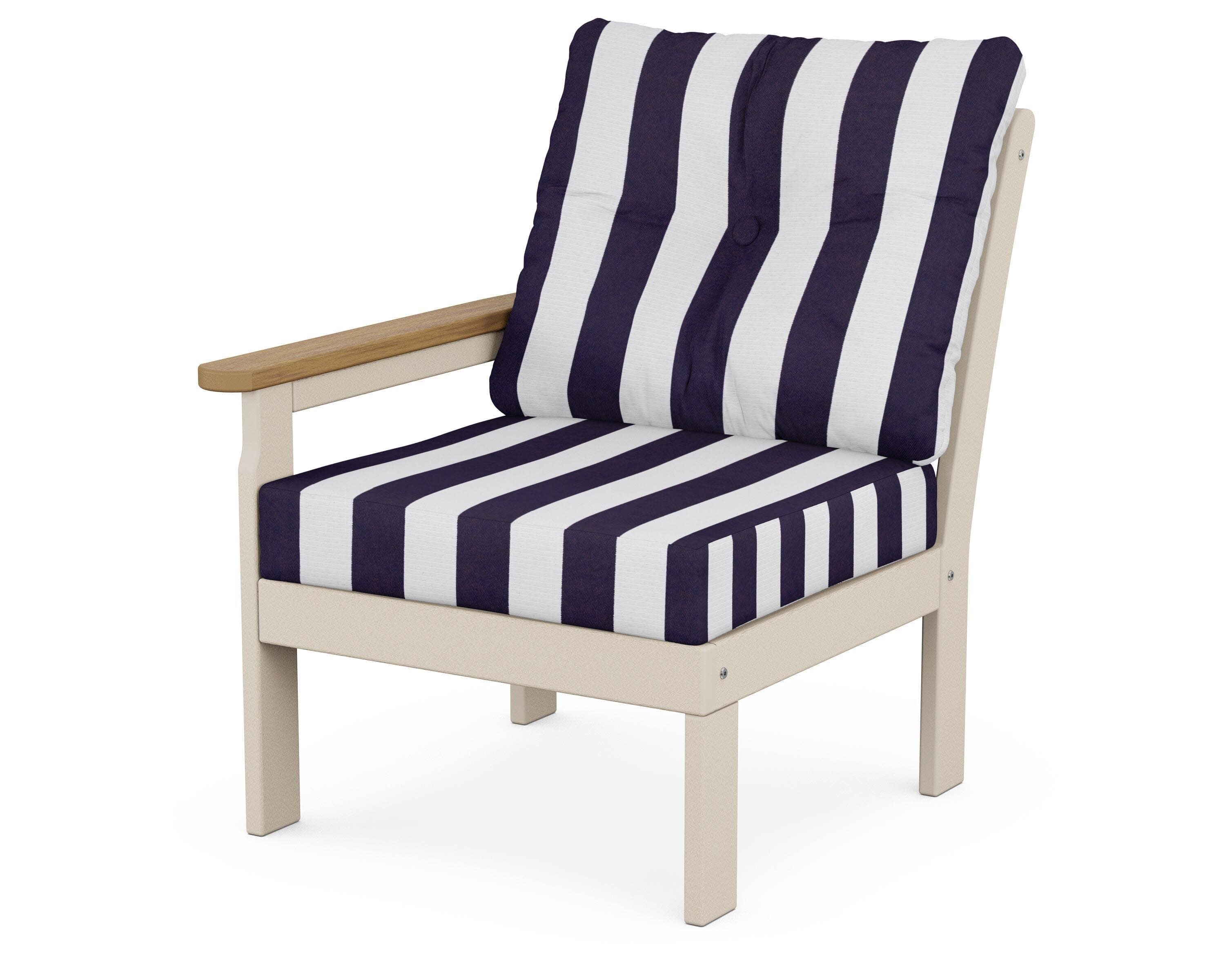 Vineyard Modular Left Arm Chair in Sand / Natural / Cabana Stripe Navy
