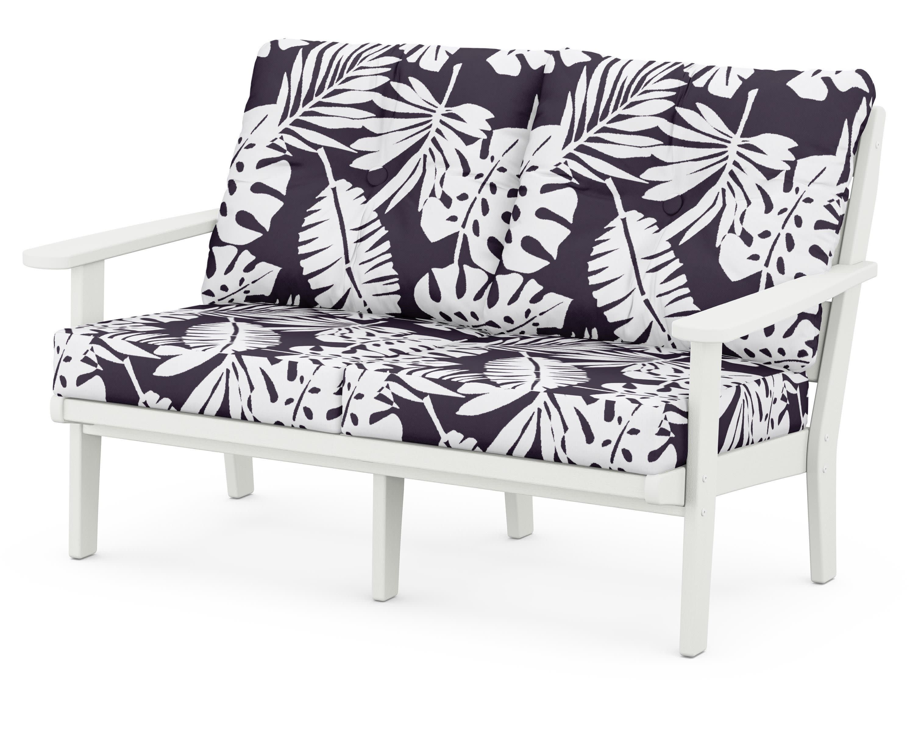 Lakeside Deep Seating Loveseat in Vintage White / Leaf Navy