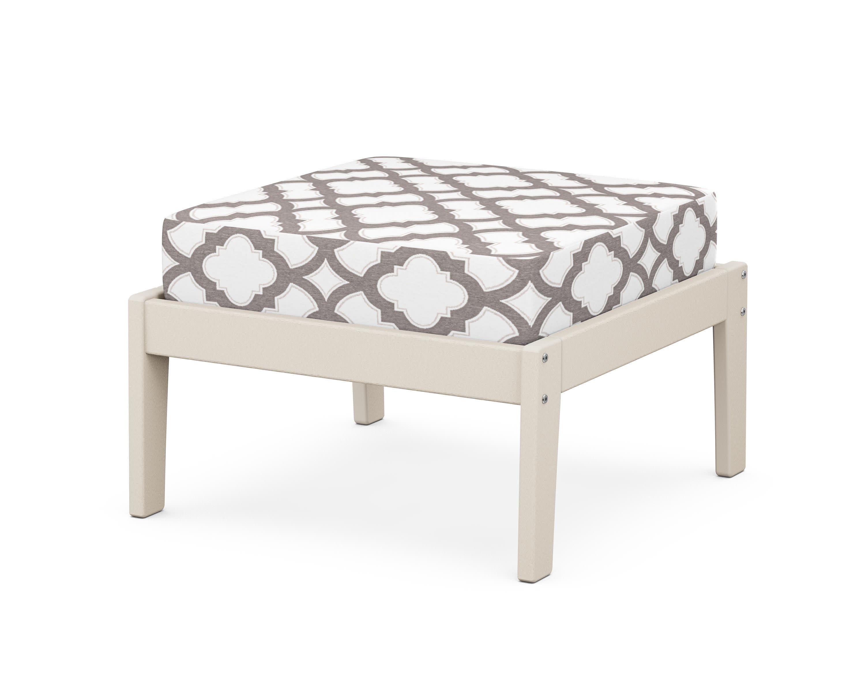 Deep Seating Ottoman in Sand / Trellis Grey Mist