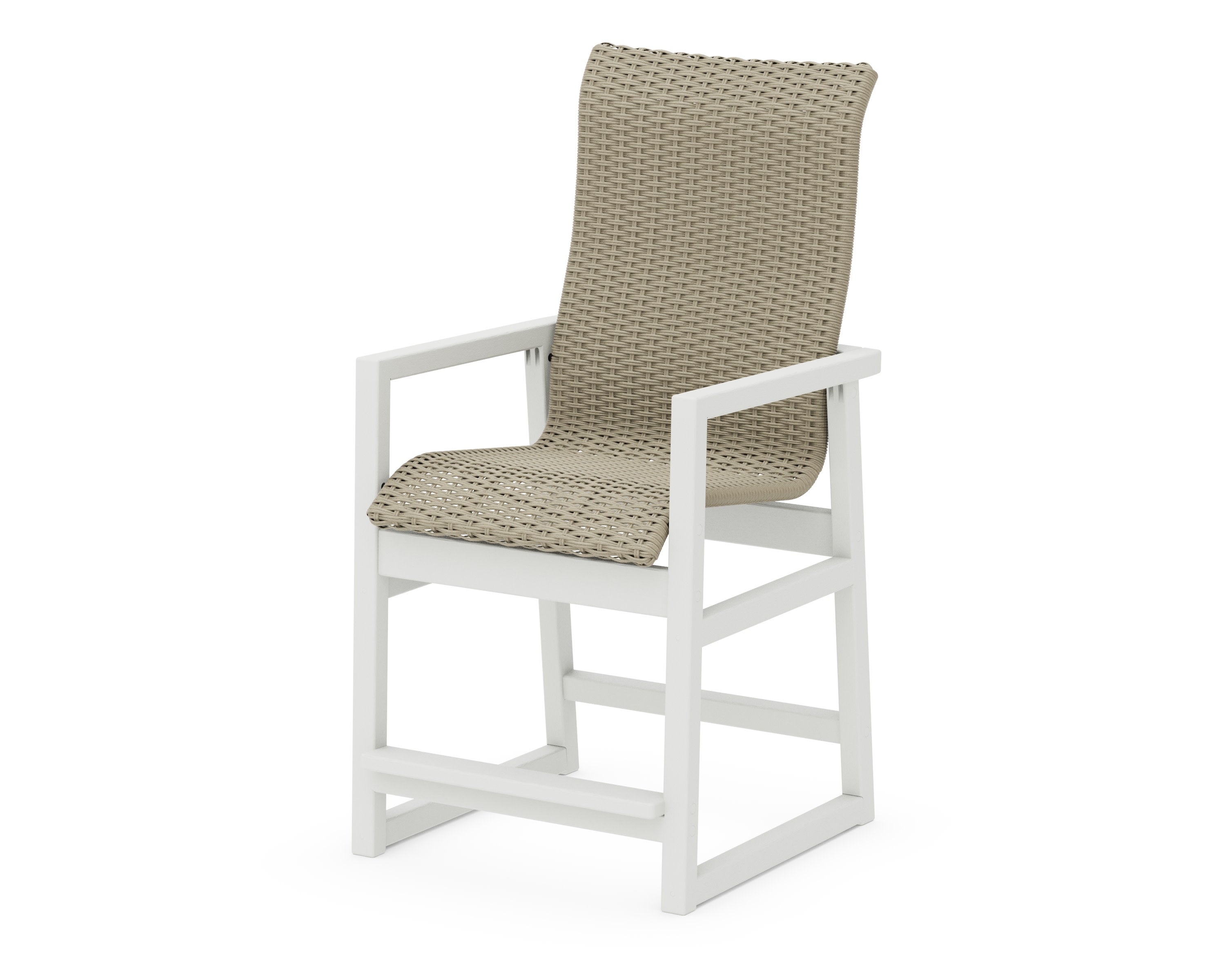 EDGE Woven High-Back Counter Arm Chair in Vintage White / Dune Grass
