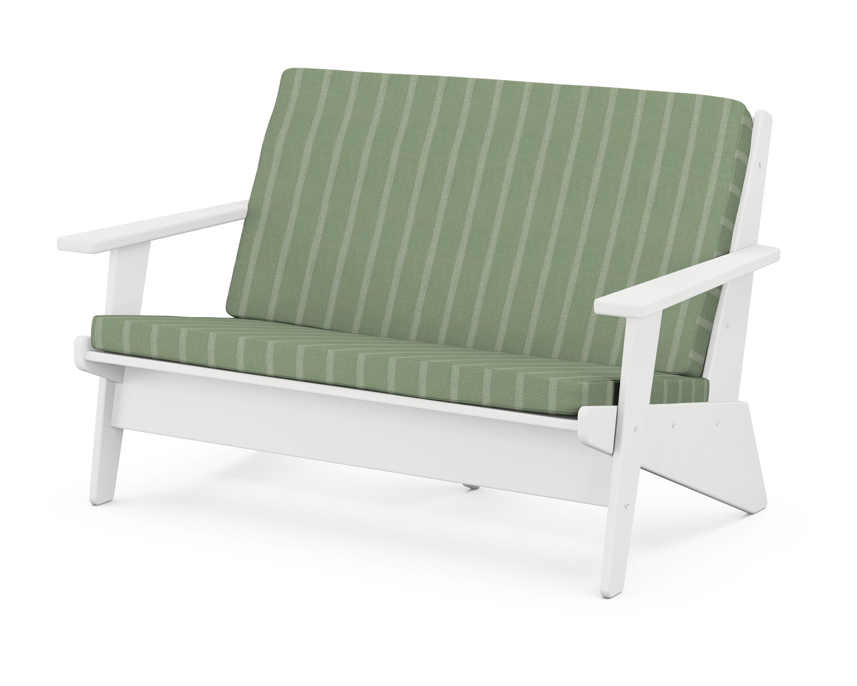 Riviera Modern Lounge Loveseat in White / Unwind Rainwashed