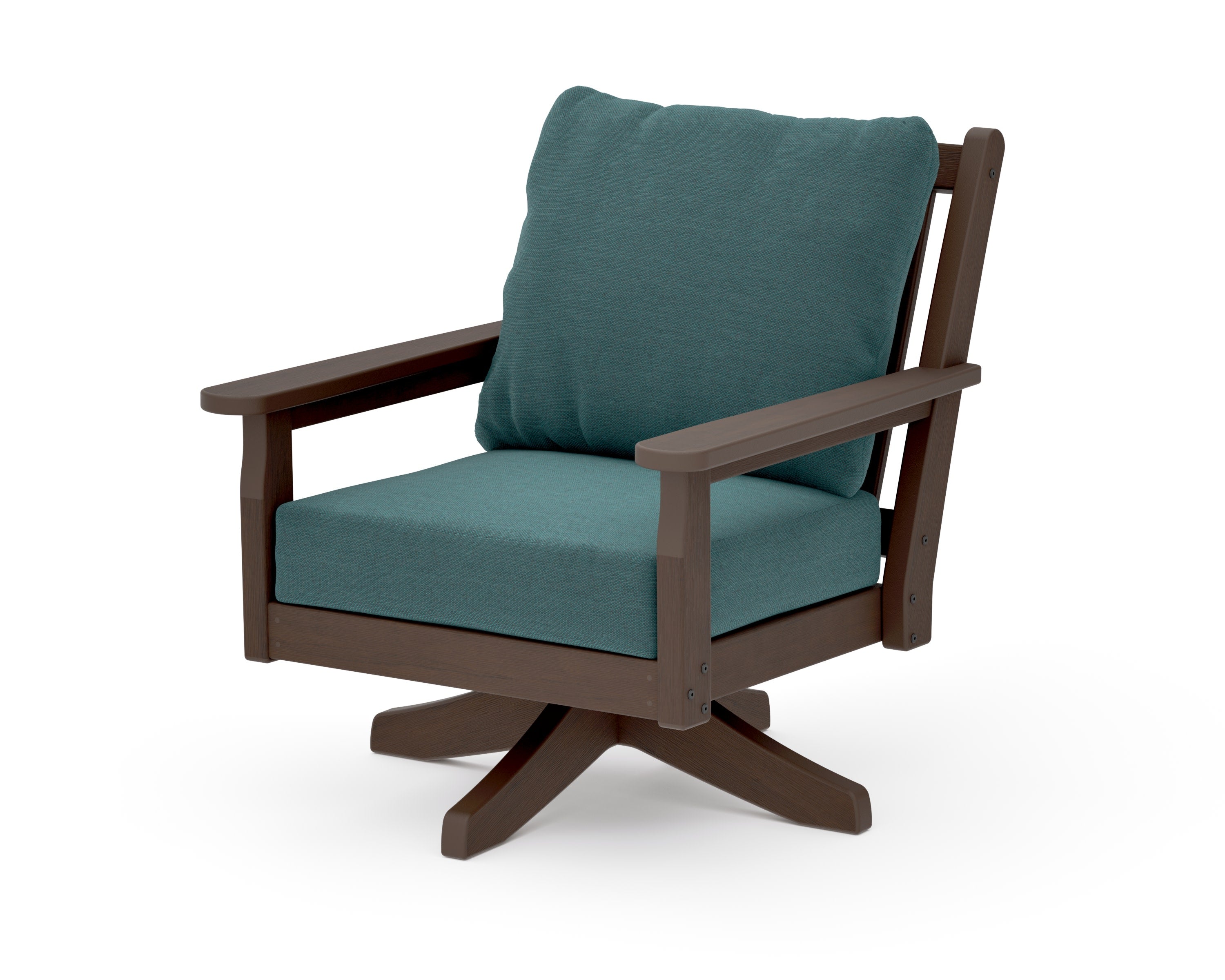 Chippendale Deep Seating Swivel Chair in Kona / Ocean Teal