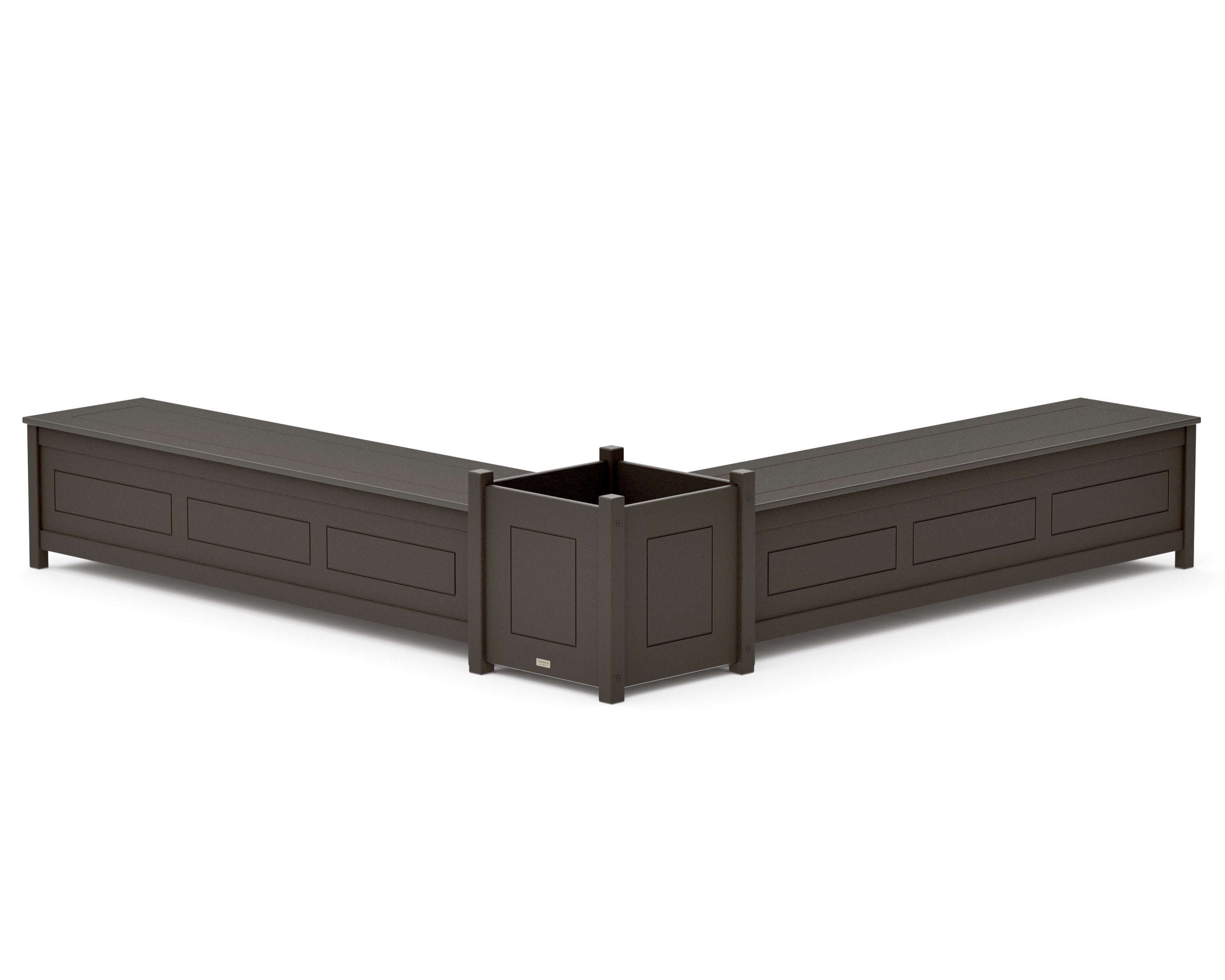 72" Country Living L- Shaped Planter Storage Bench Set- Large in Vintage Coffee